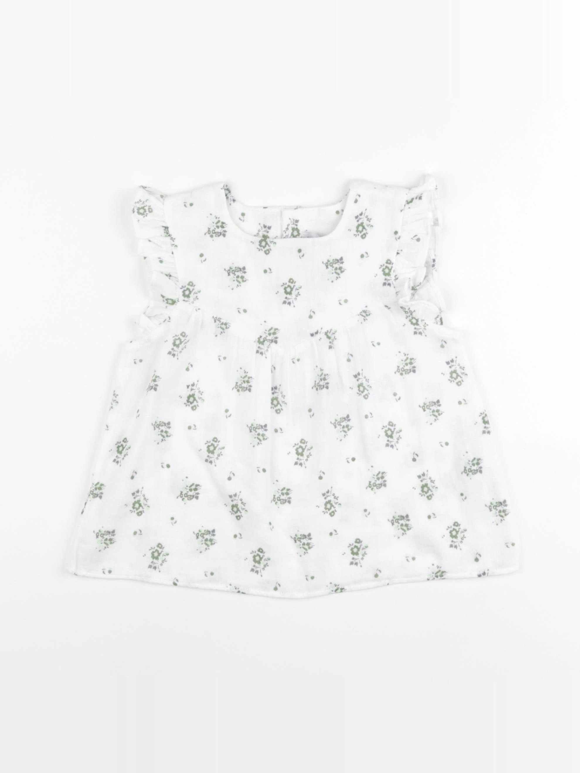 Petit Bateau - blouse blanc, vert - 36 mois