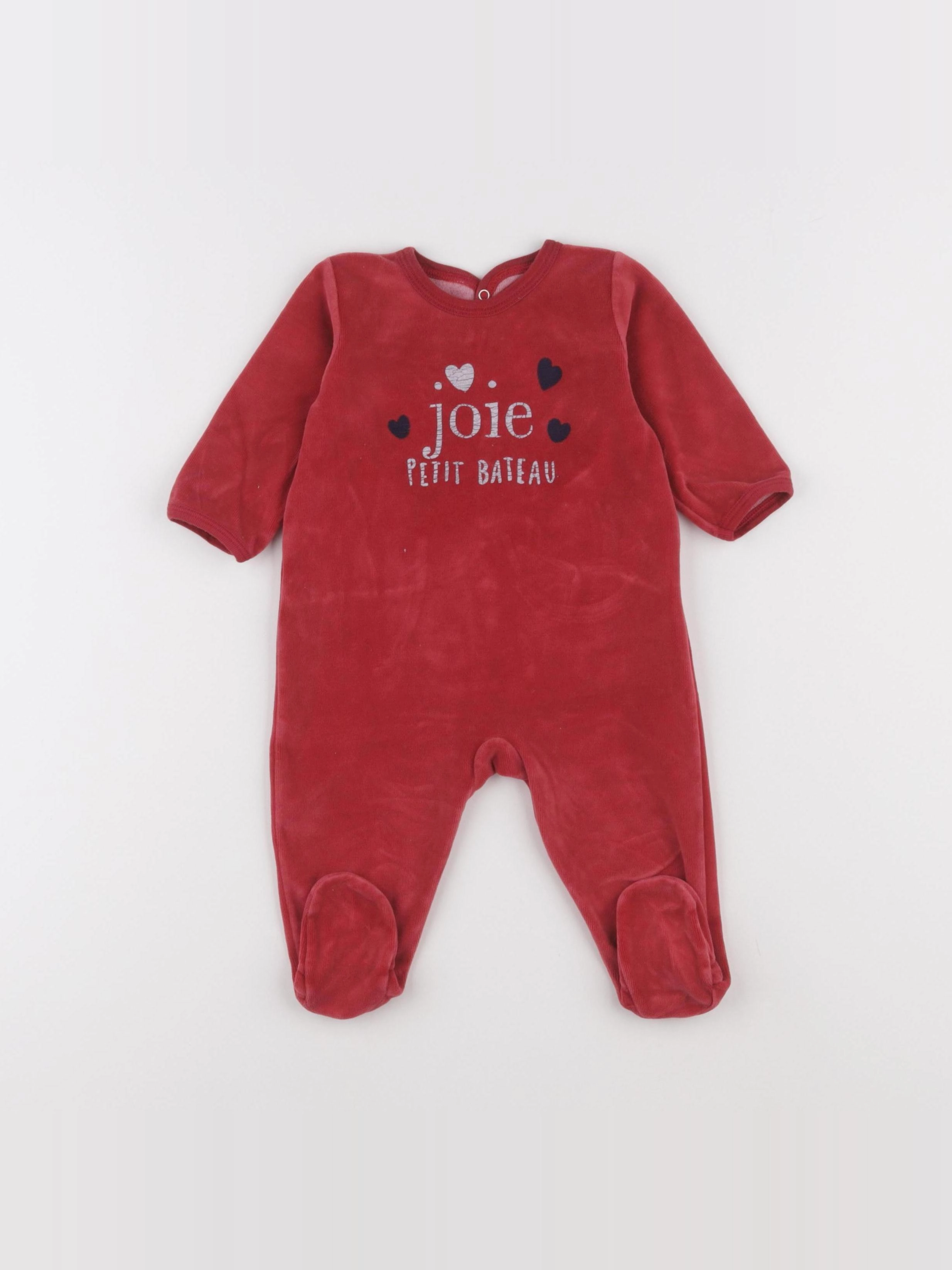 Petit Bateau - pyjama velours rouge - 6 mois