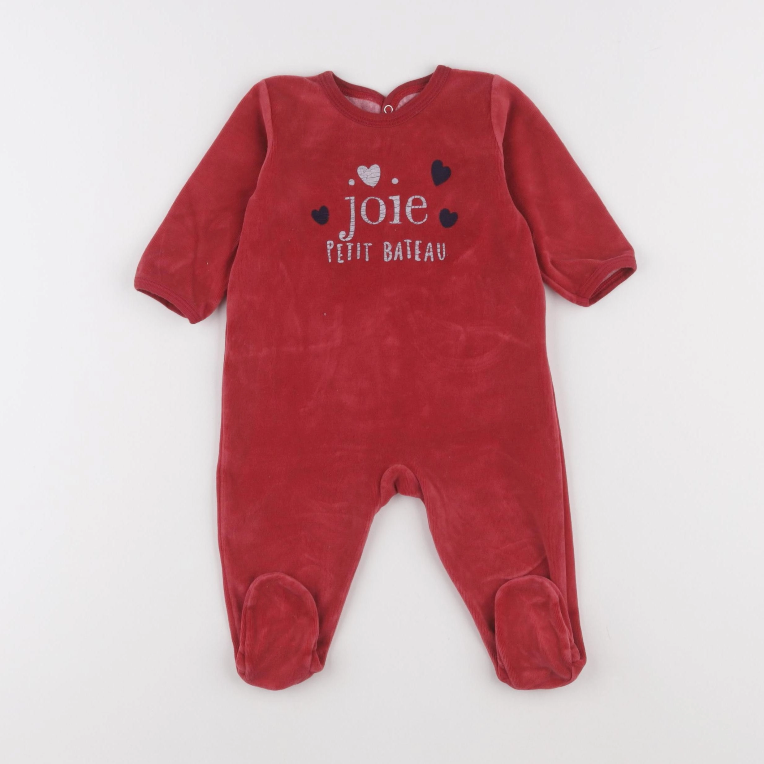 Petit Bateau - pyjama velours rouge - 6 mois