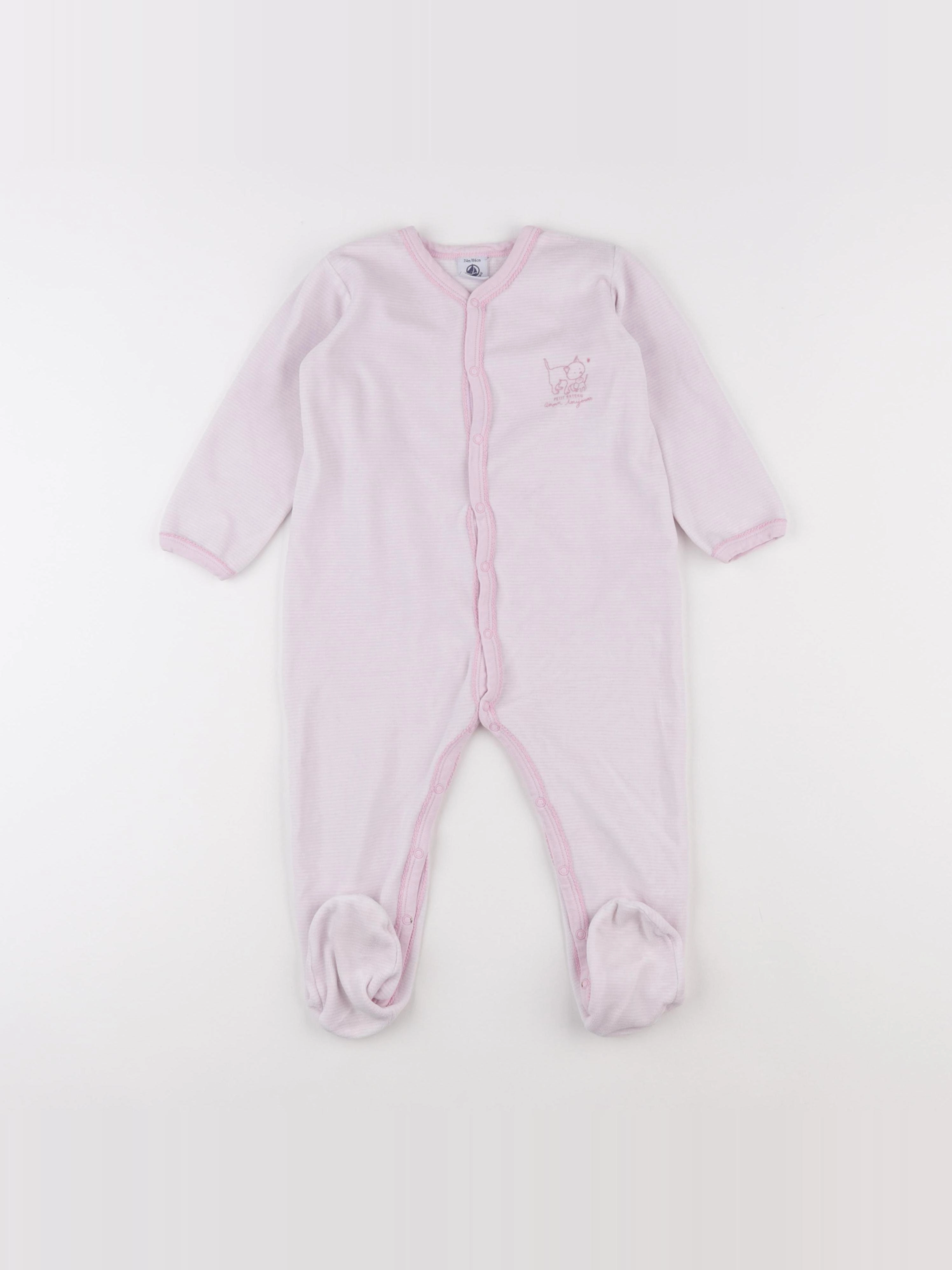 Petit Bateau - pyjama velours rose - 24 mois
