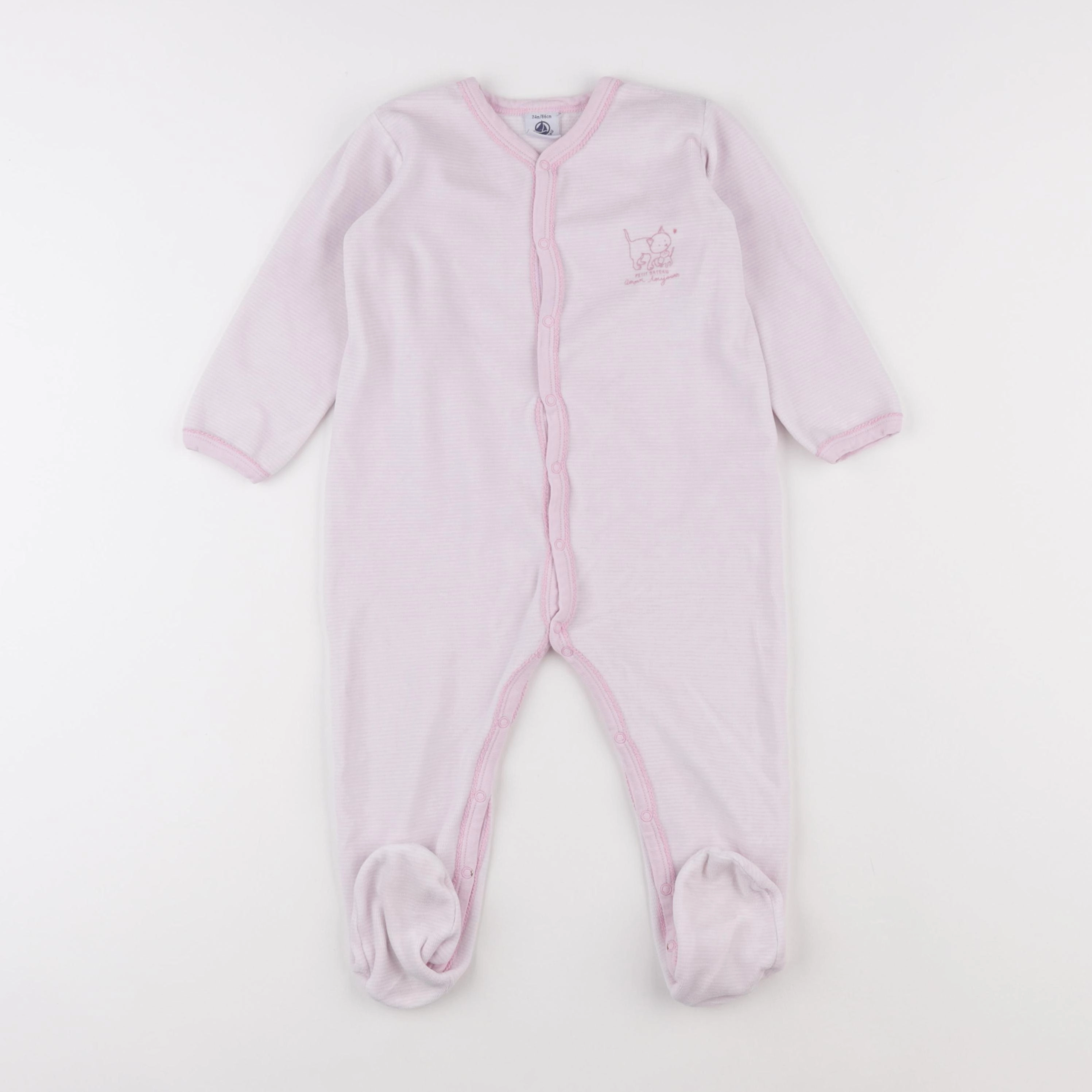Petit Bateau - pyjama velours rose - 24 mois