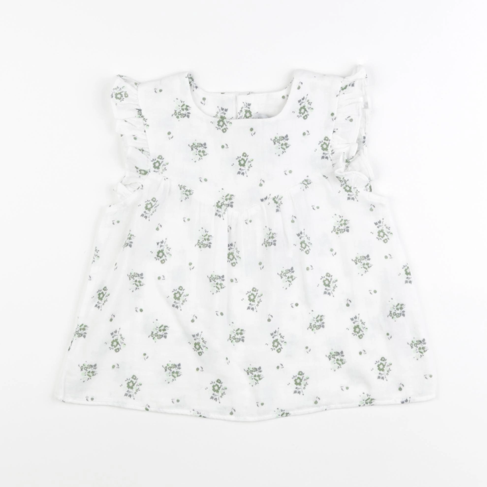 Petit Bateau - blouse blanc, vert - 6 mois