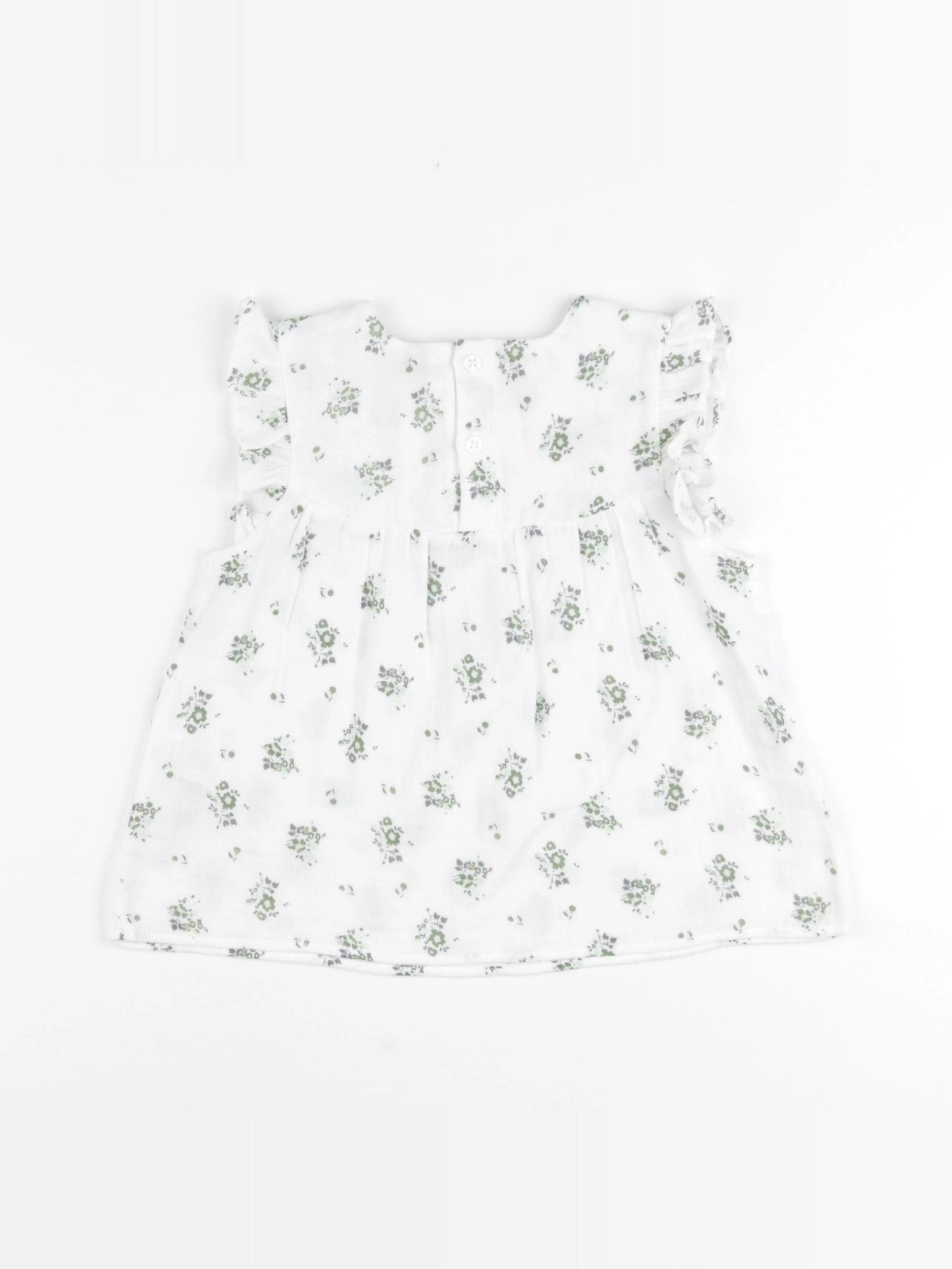 Petit Bateau - blouse blanc, vert - 6 mois