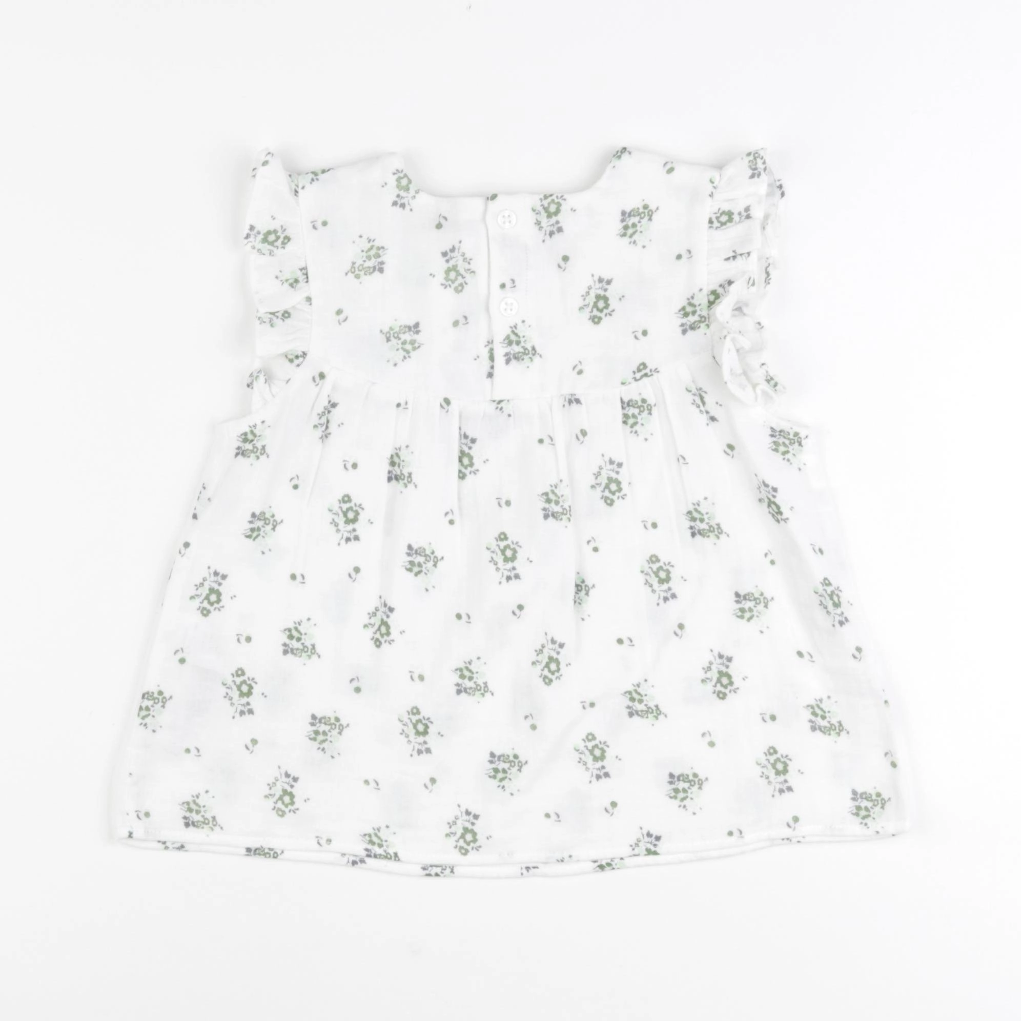 Petit Bateau - blouse blanc, vert - 6 mois