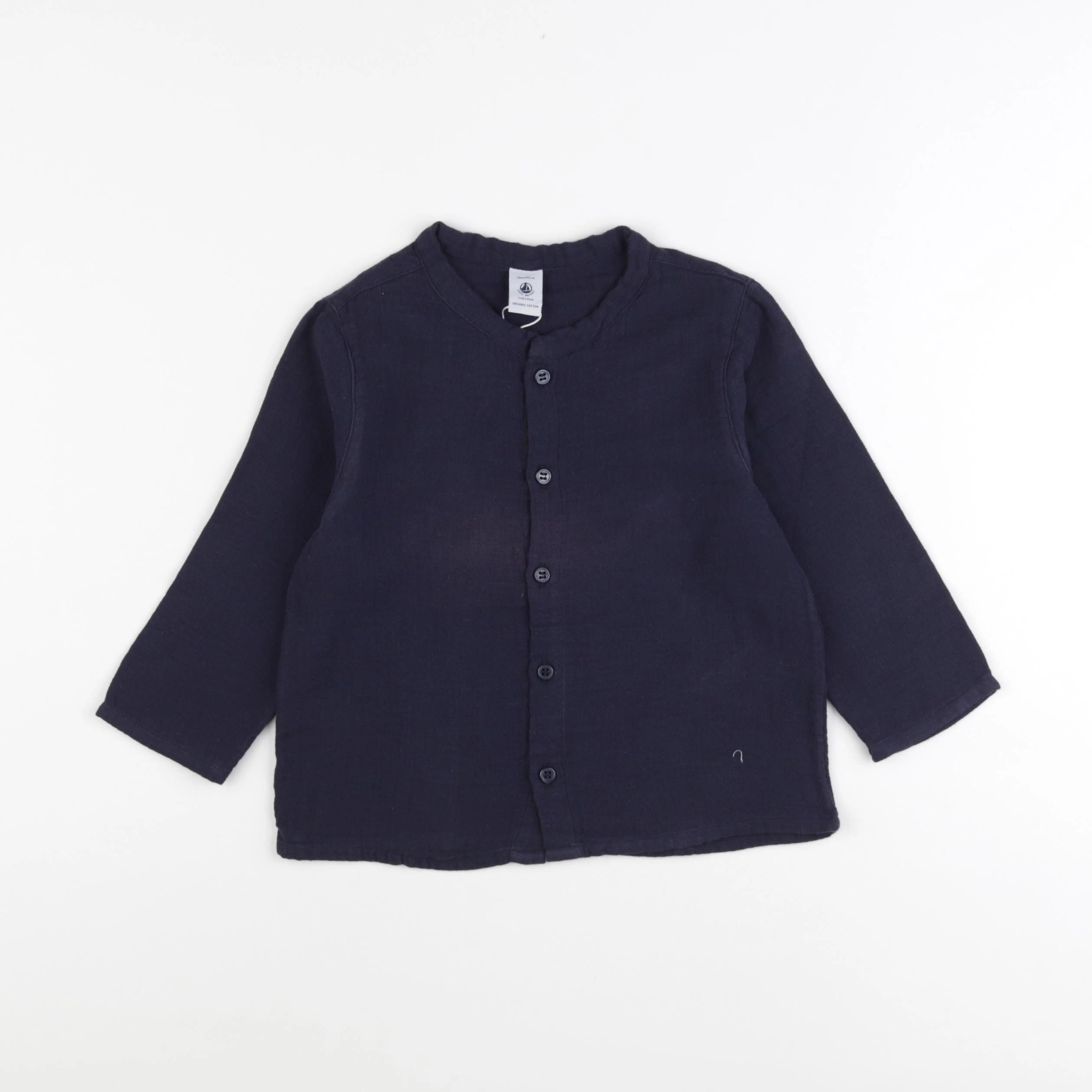 Petit Bateau - chemise bleu - 36 mois