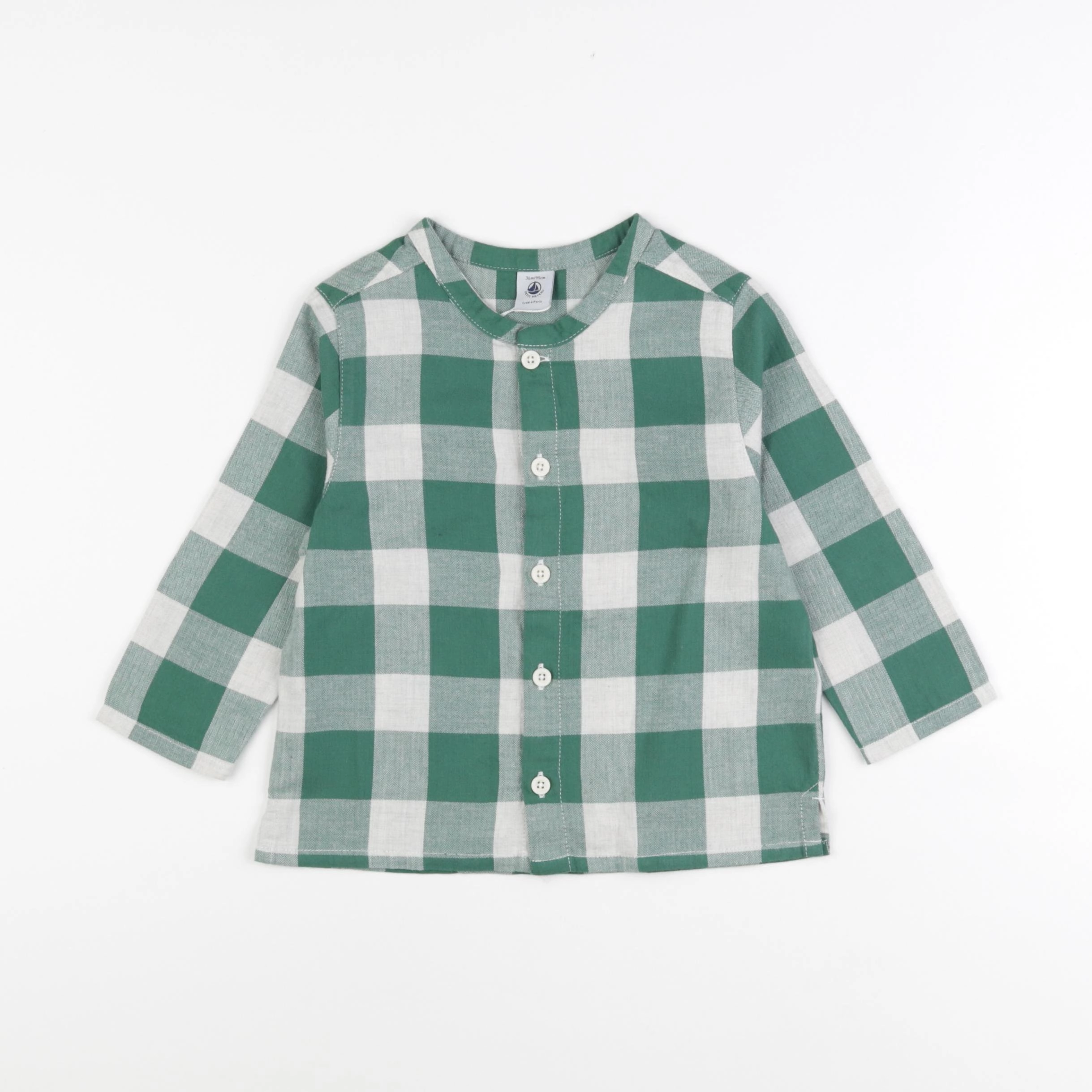 Petit Bateau - chemise blanc, vert - 36 mois