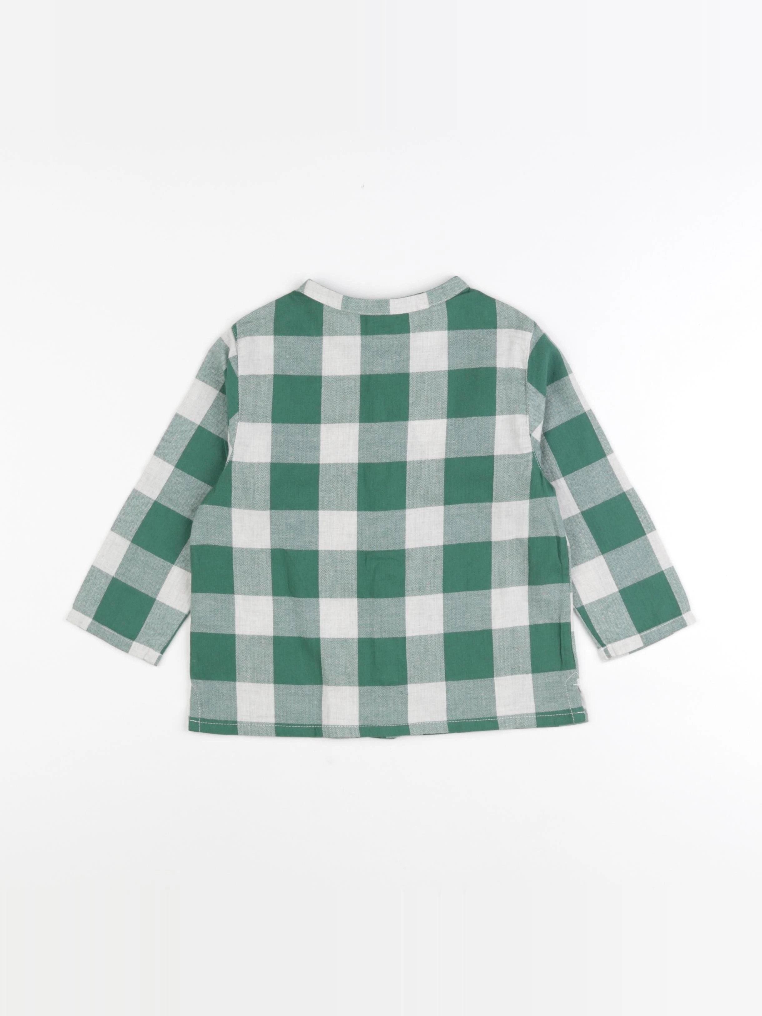 Petit Bateau - chemise blanc, vert - 36 mois