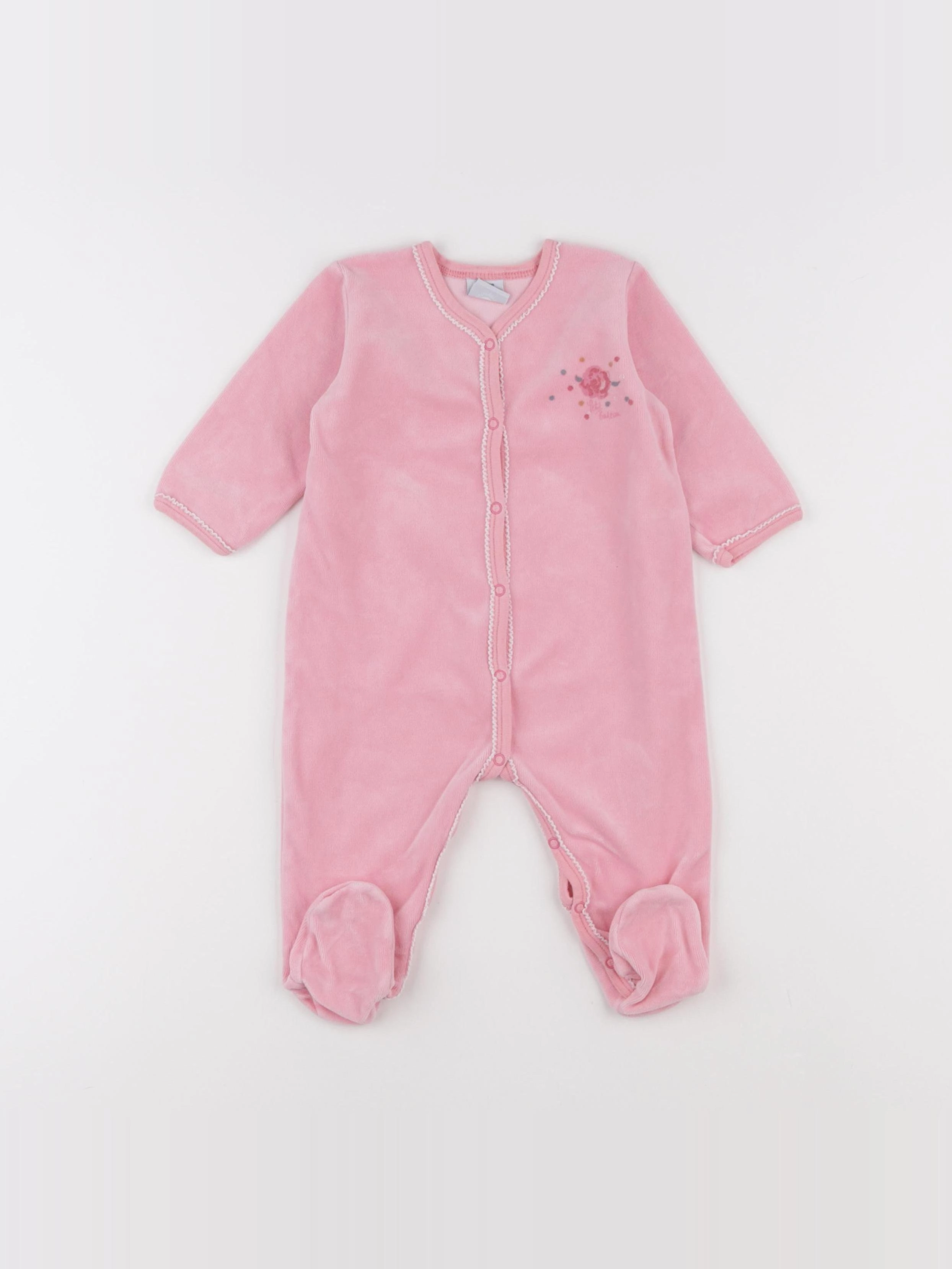 Petit Bateau - pyjama velours rose - 9 mois
