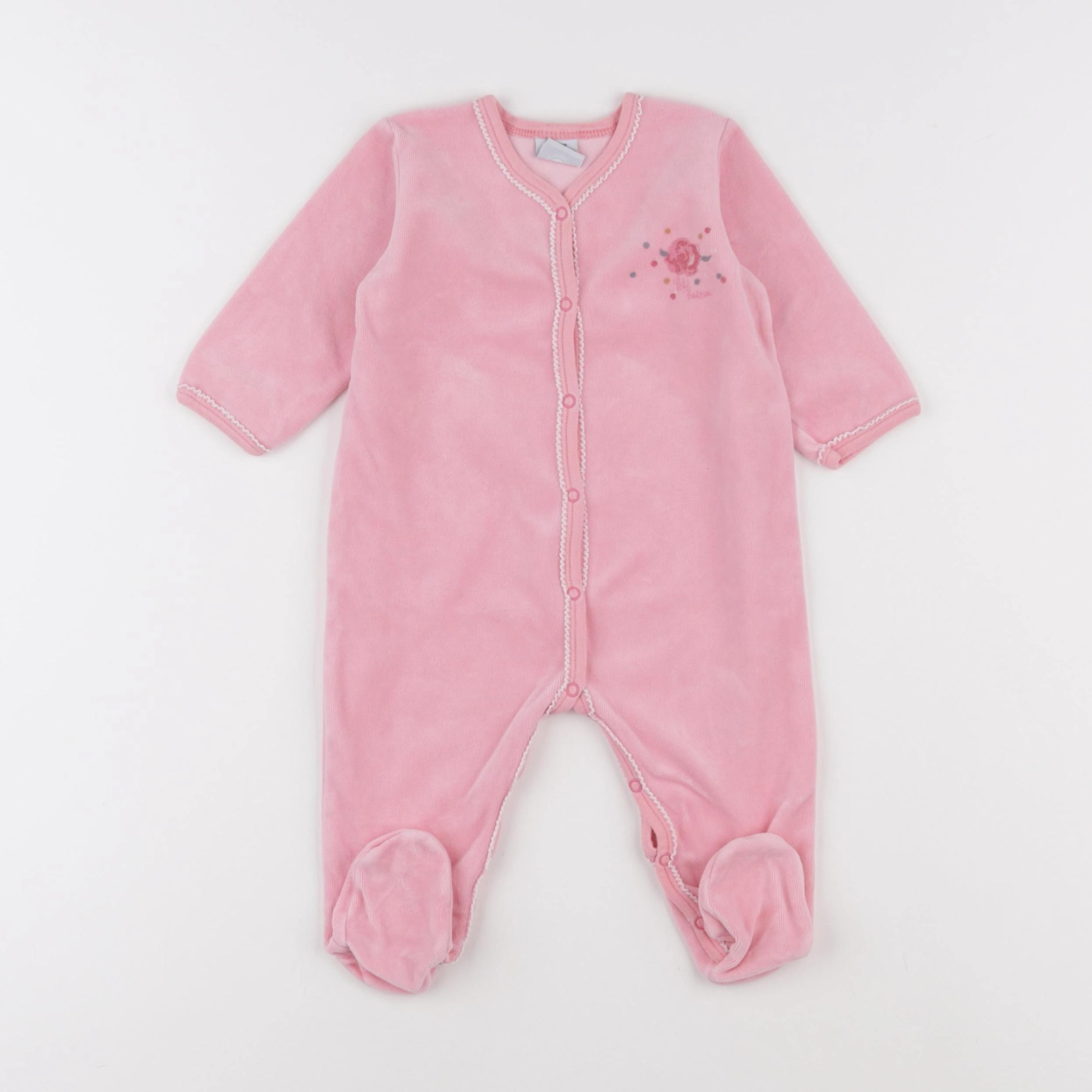 Petit Bateau - pyjama velours rose - 9 mois
