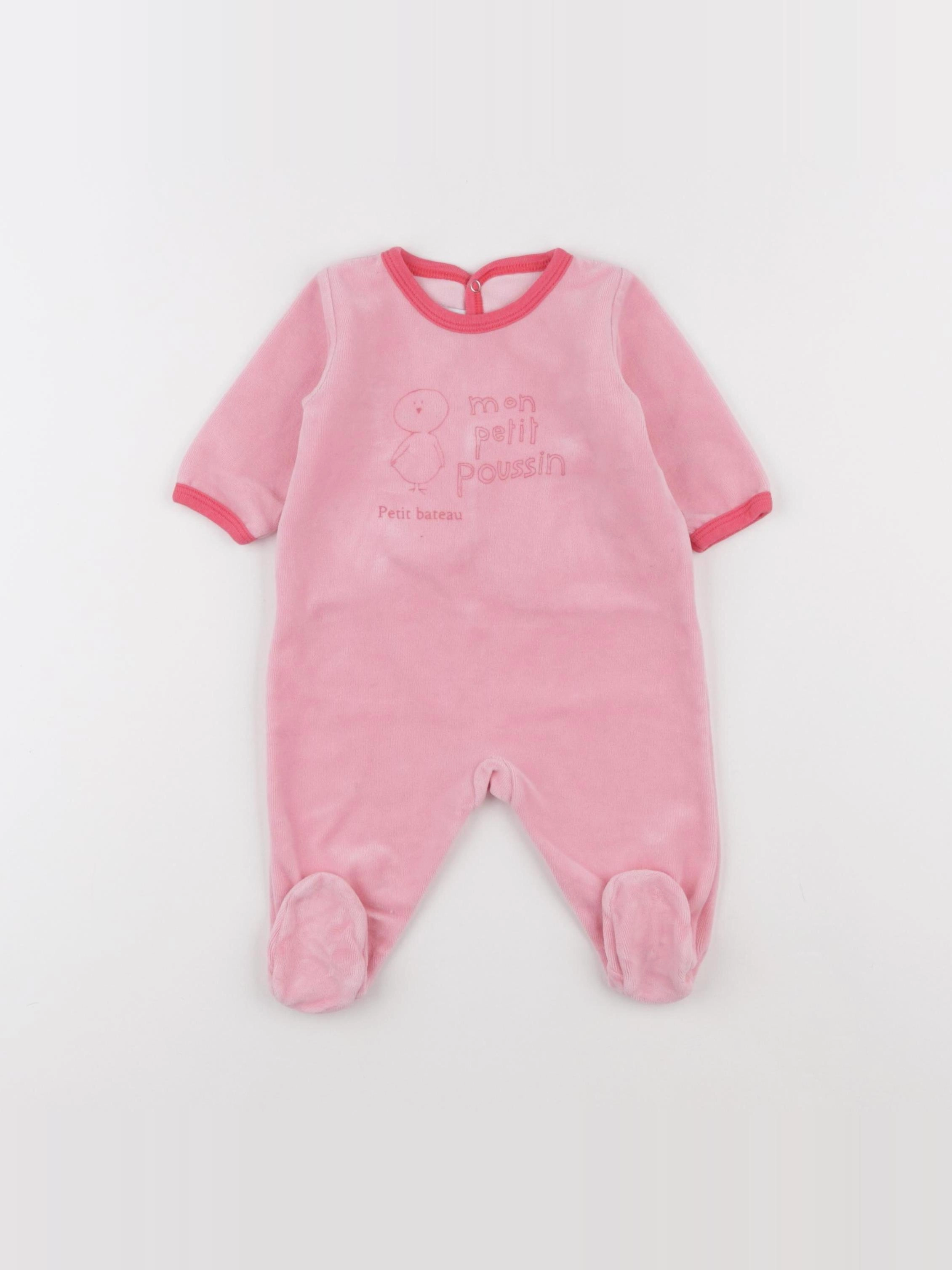 Petit Bateau - pyjama velours rose - 3 mois