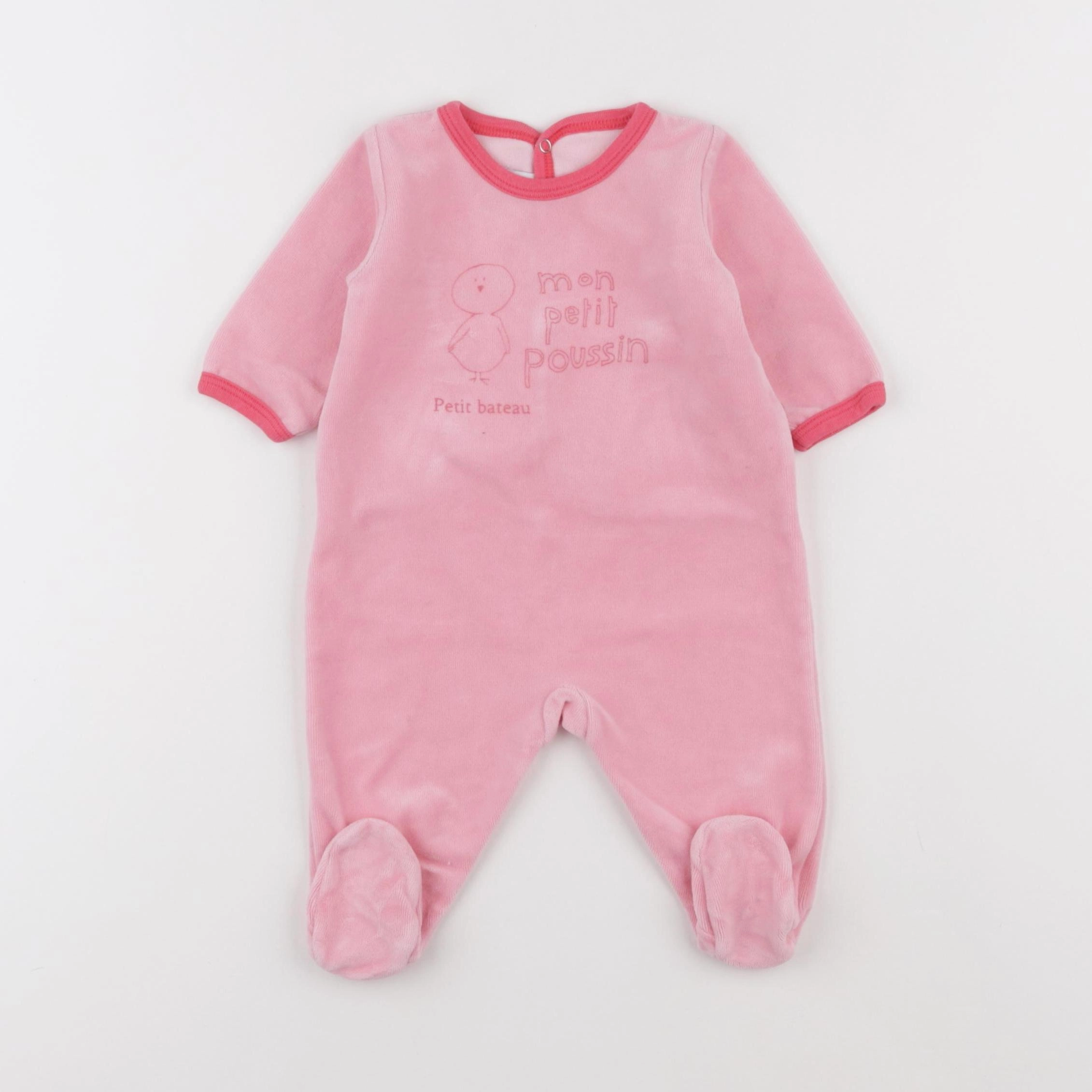 Petit Bateau - pyjama velours rose - 3 mois