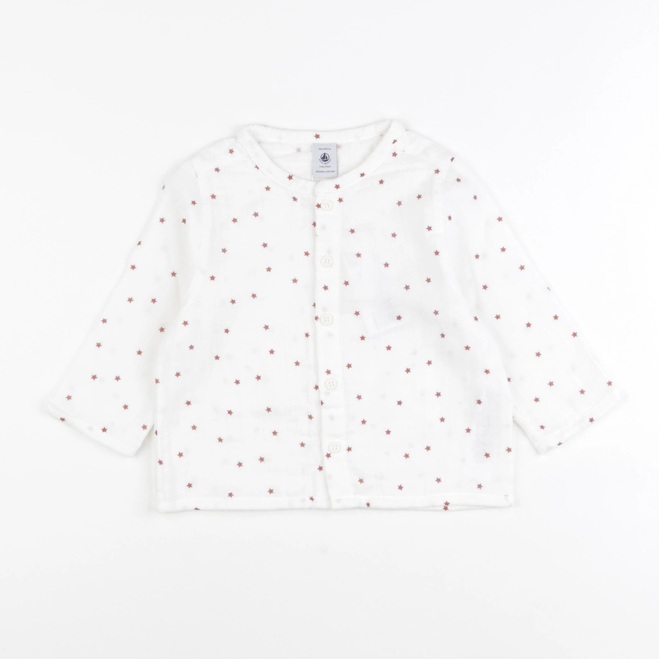 Petit Bateau - chemise blanc, rouge - 24 mois