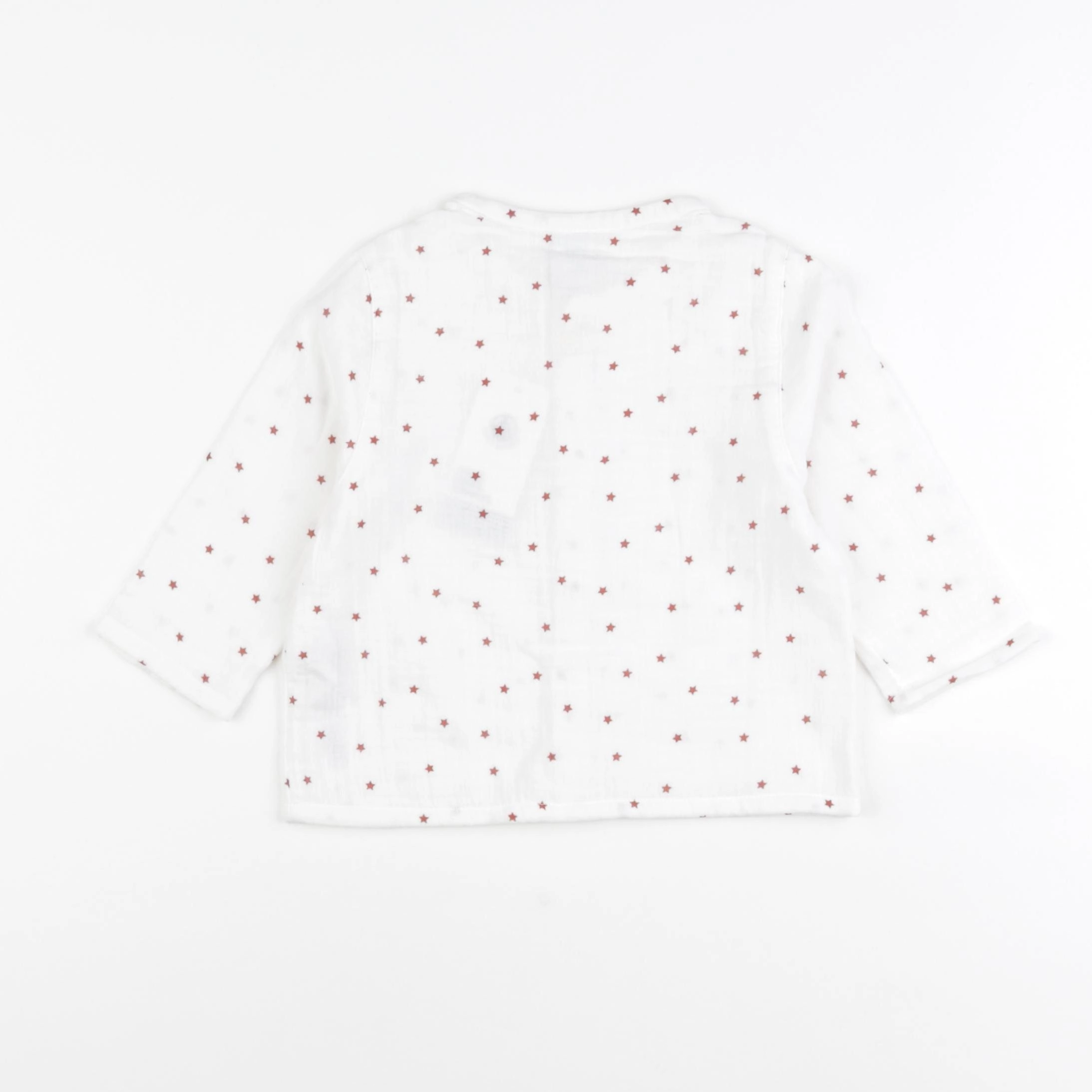 Petit Bateau - chemise blanc, rouge - 24 mois