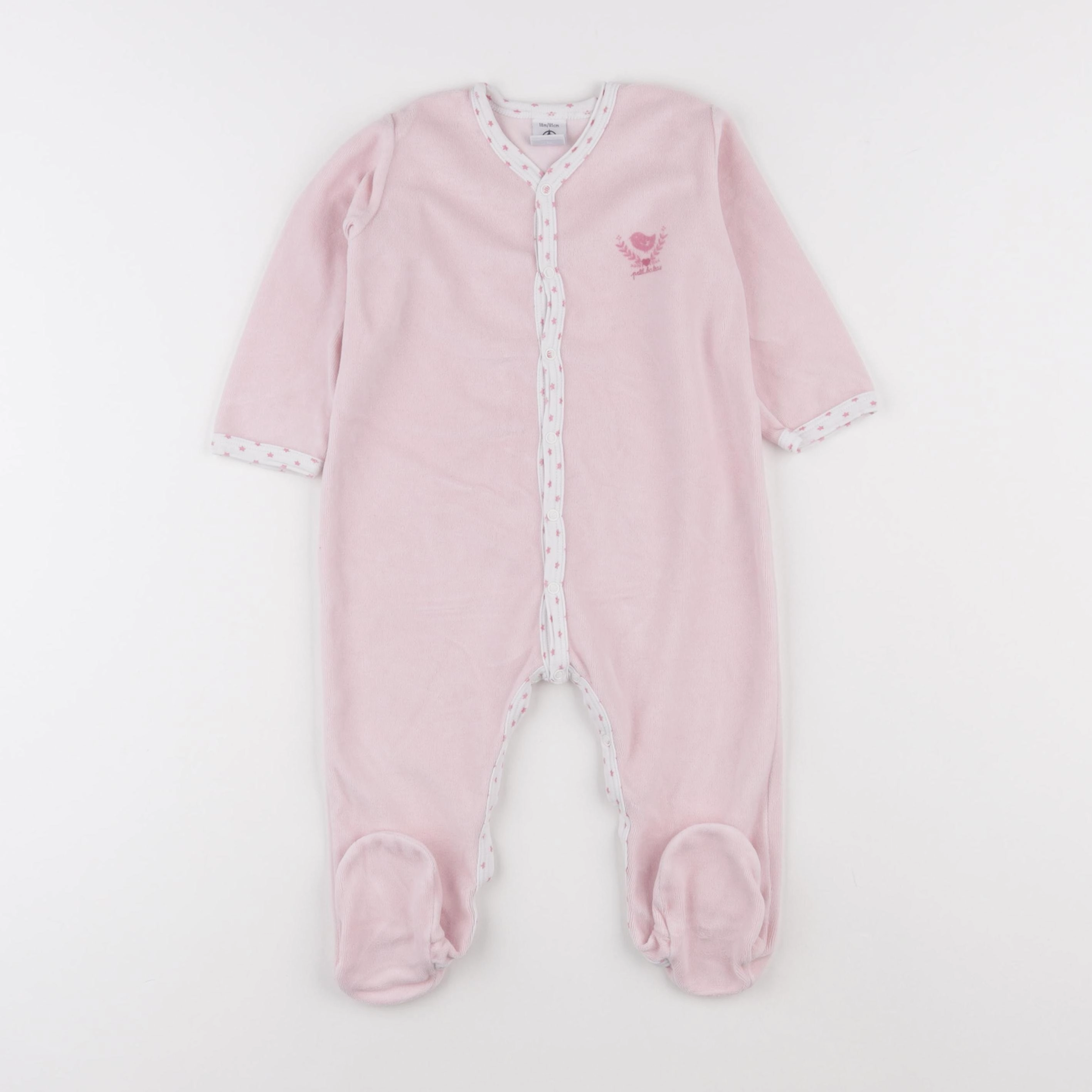 Petit Bateau - pyjama velours rose - 18 mois