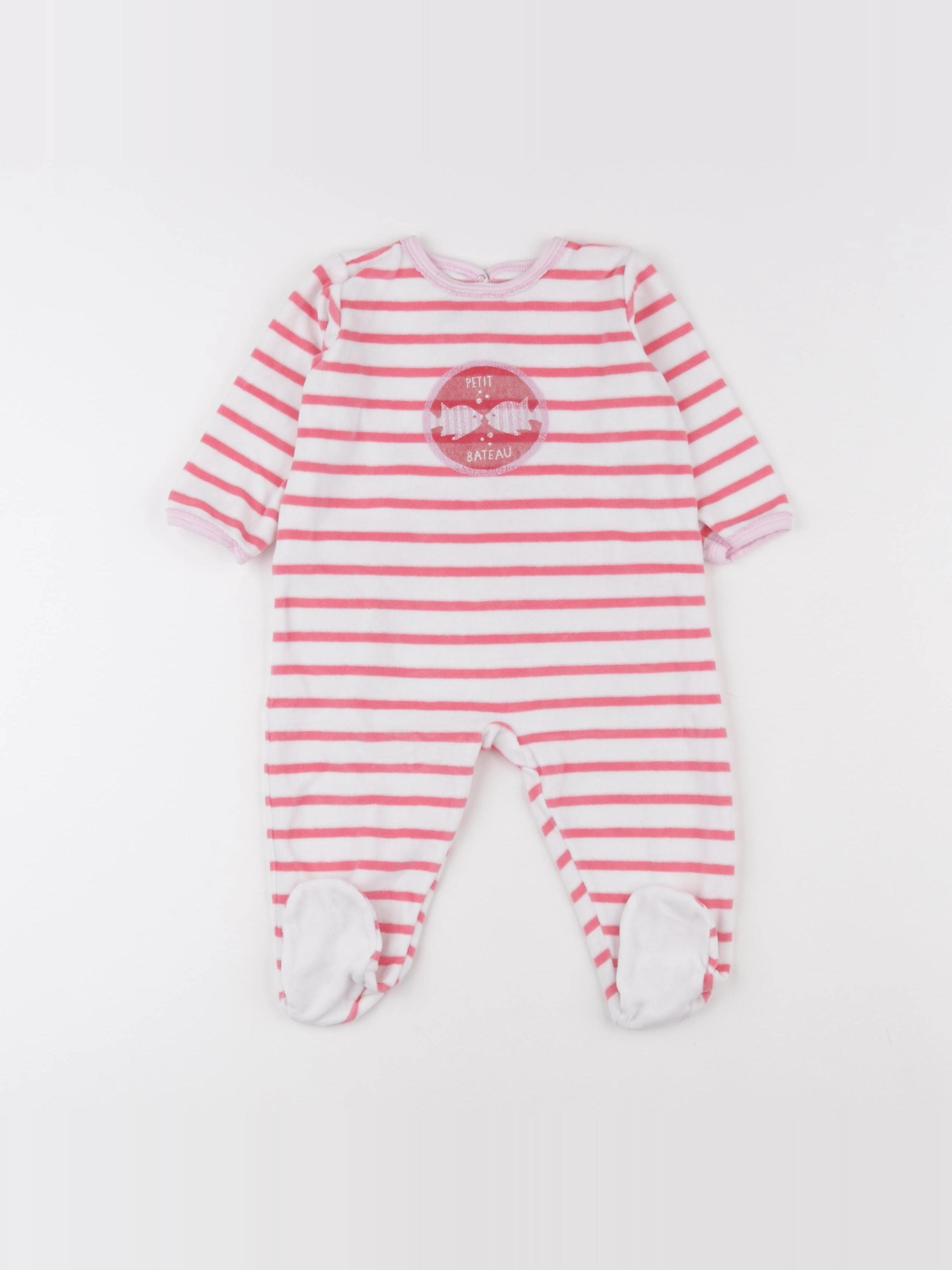 Petit Bateau - pyjama velours rose - 12 mois