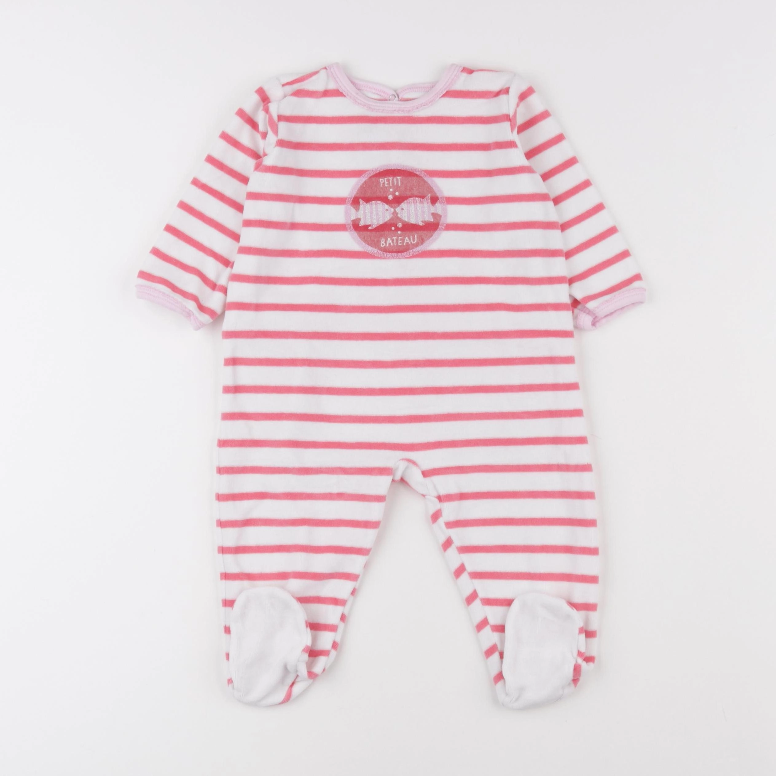 Petit Bateau - pyjama velours rose - 12 mois