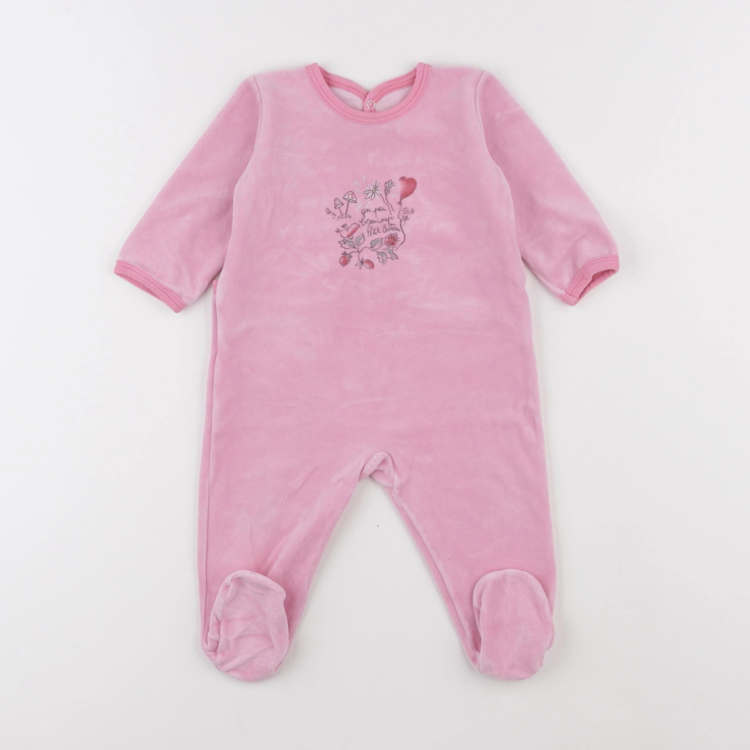 Petit Bateau - pyjama velours rose - 9 mois