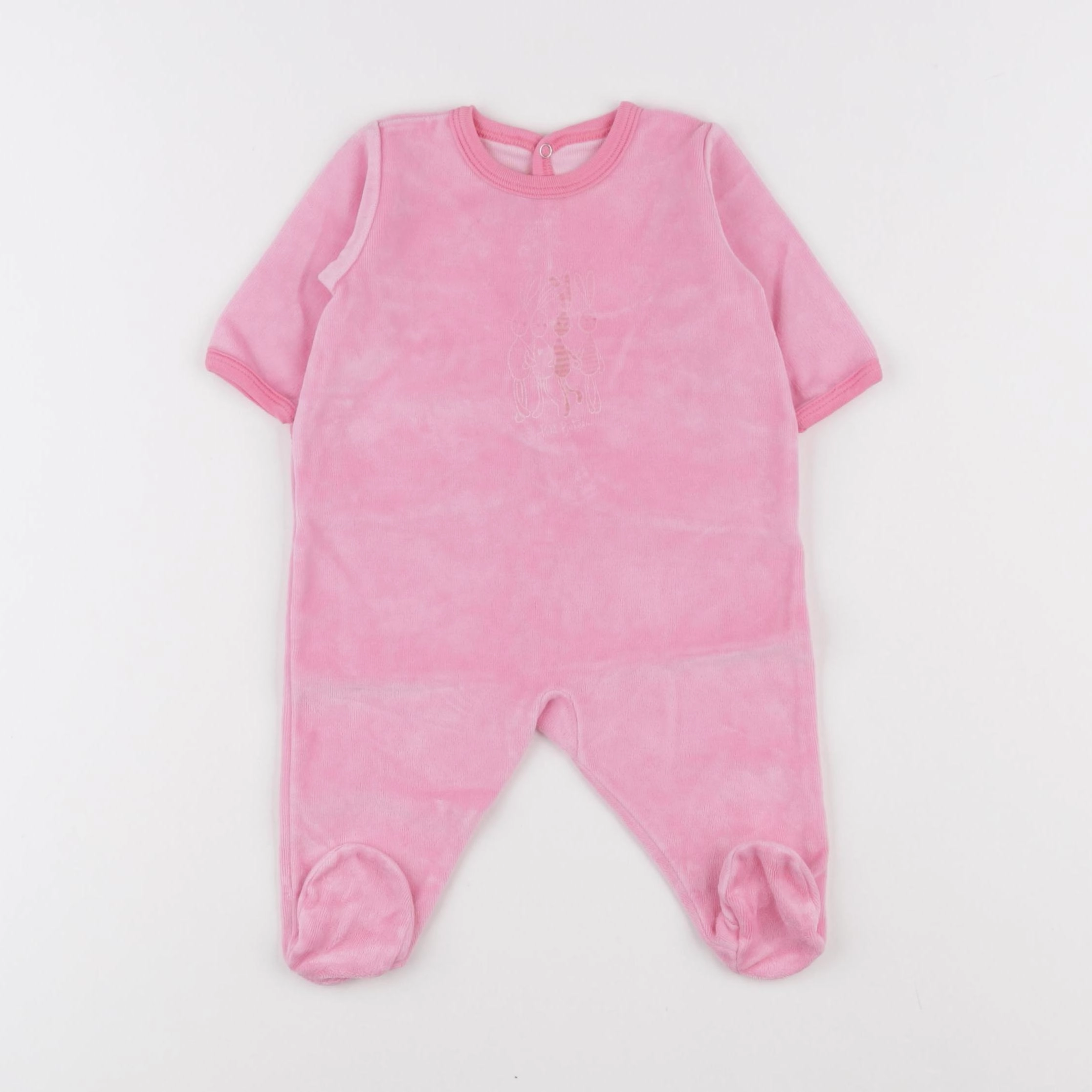Petit Bateau - pyjama velours rose - 3 mois