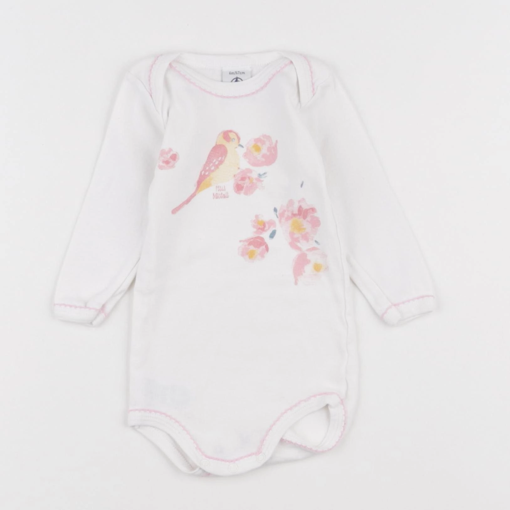 Petit Bateau - body rose, blanc - 6 mois