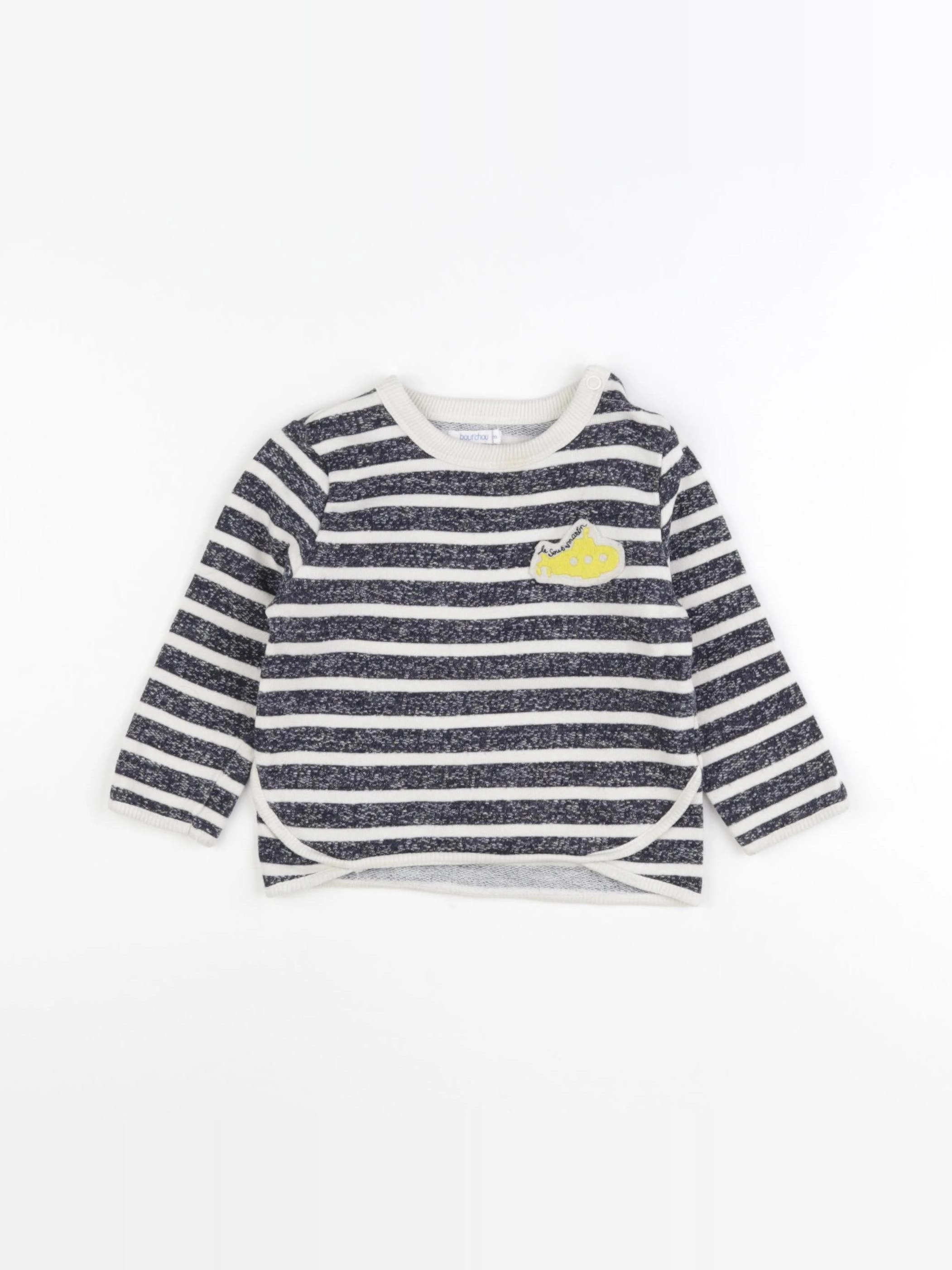 Boutchou - sweat bleu, blanc - 12 mois
