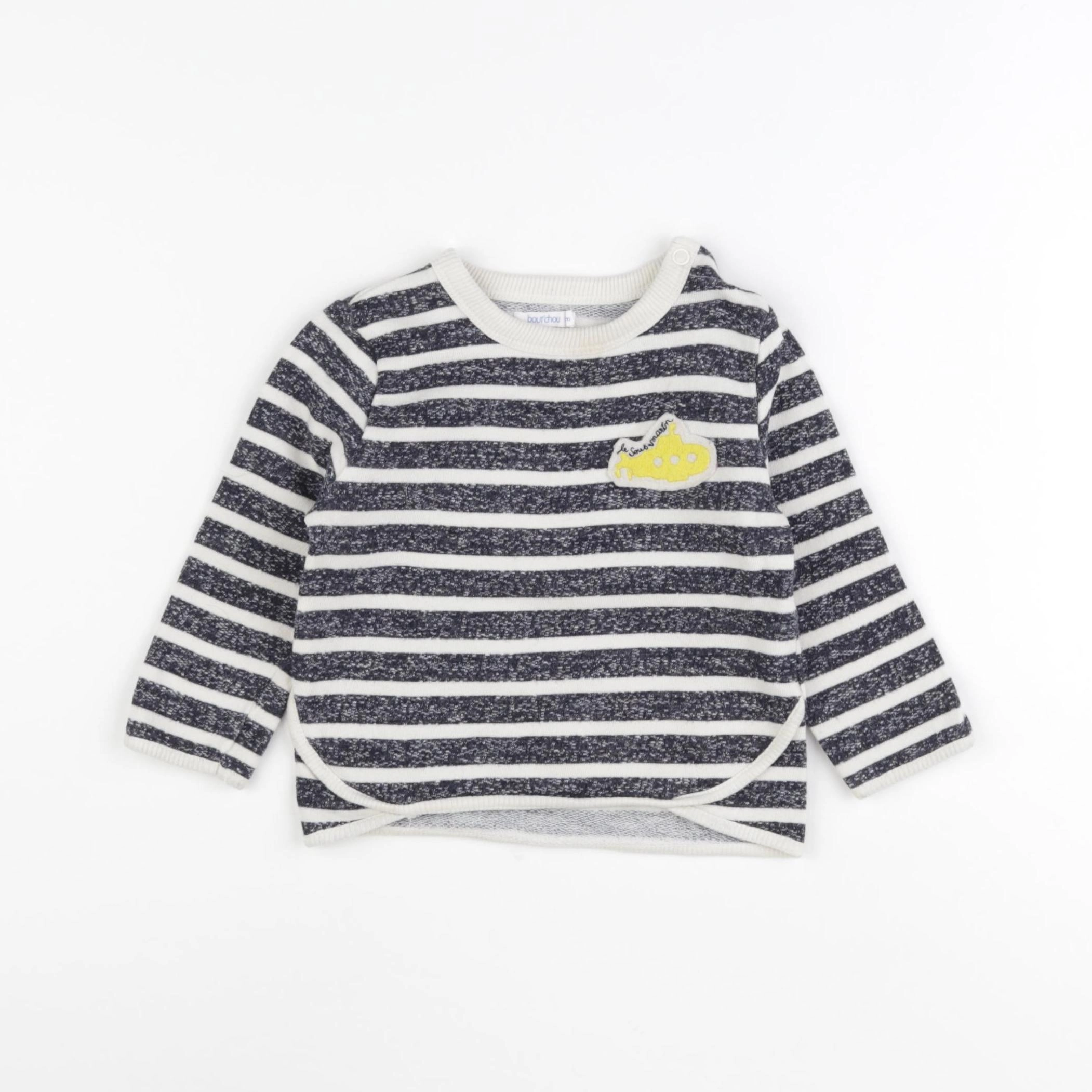 Boutchou - sweat bleu, blanc - 12 mois
