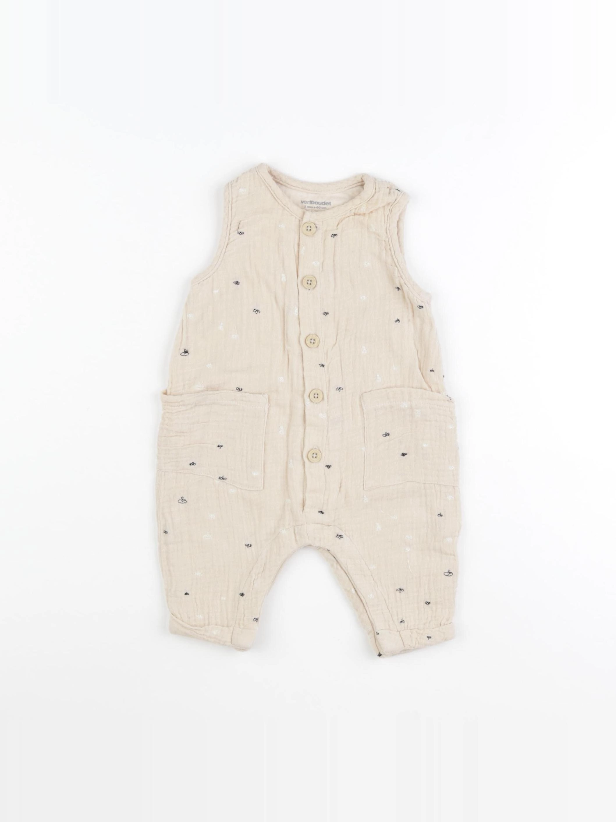 Vertbaudet - combinaison beige - 3 mois