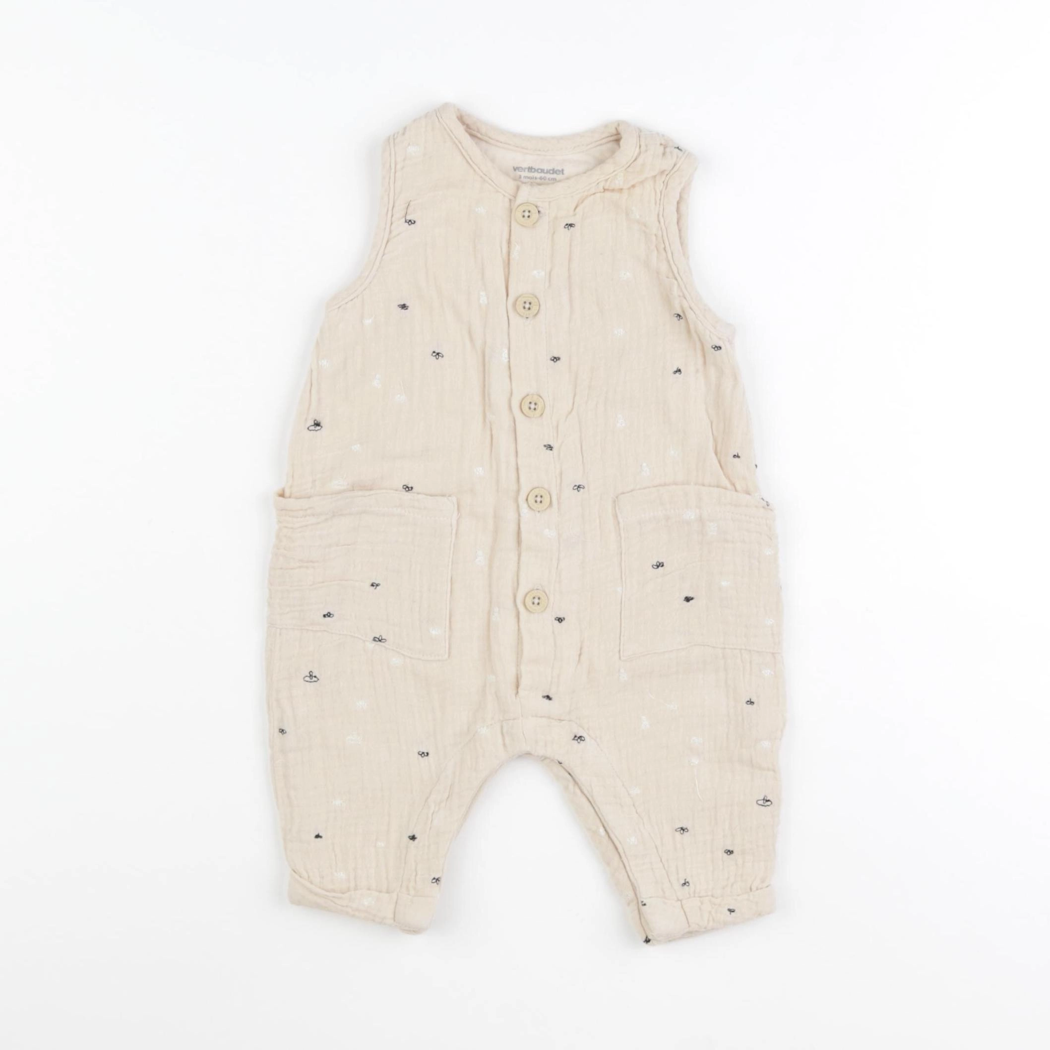 Vertbaudet - combinaison beige - 3 mois