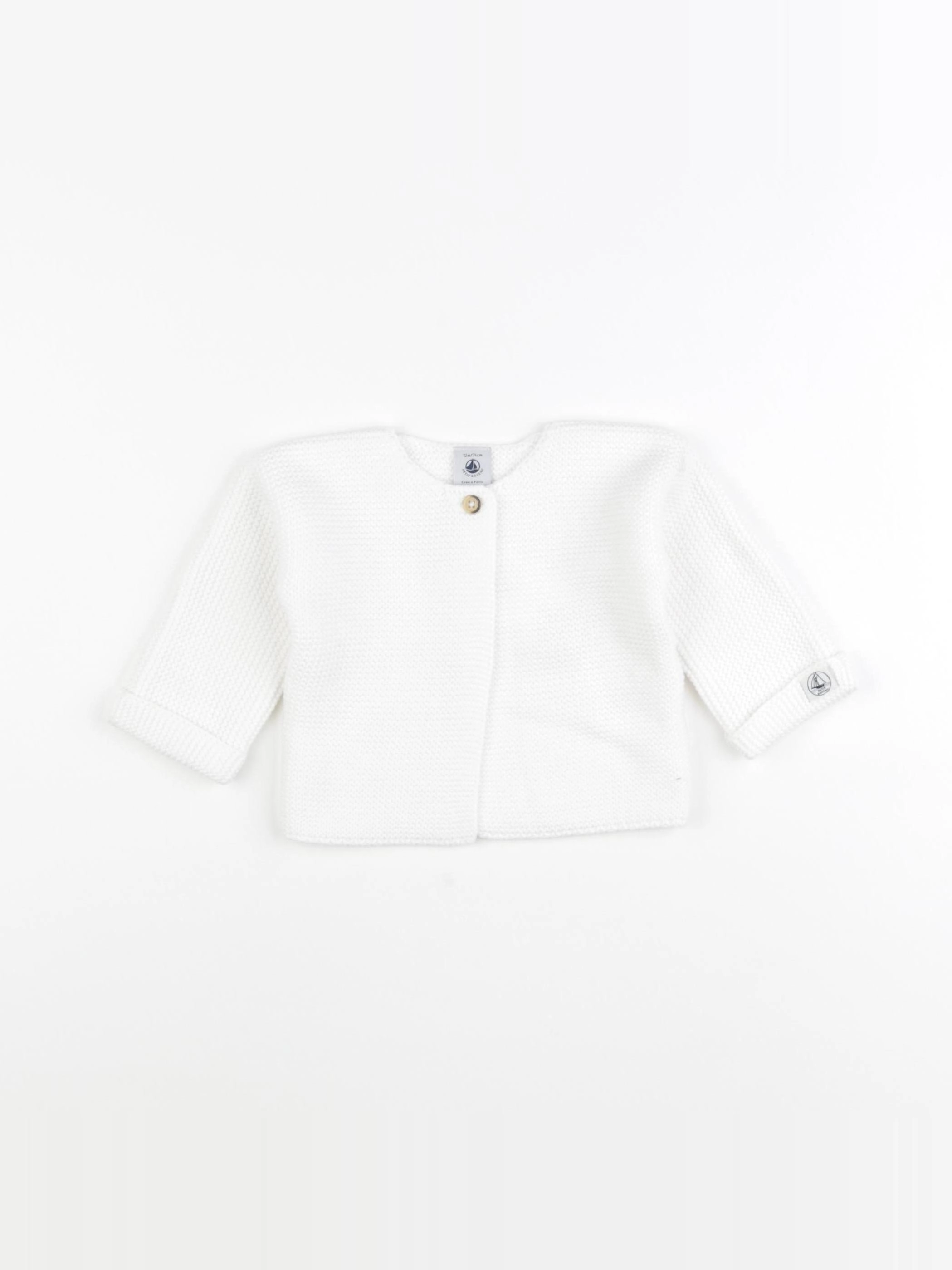Petit Bateau - gilet blanc - 12 mois