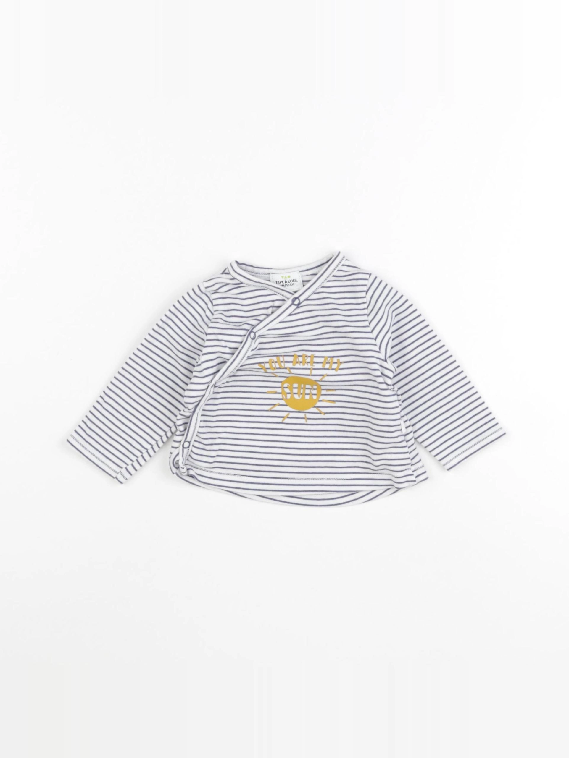 Tape à l'oeil - tee-shirt blanc, bleu - 1 mois