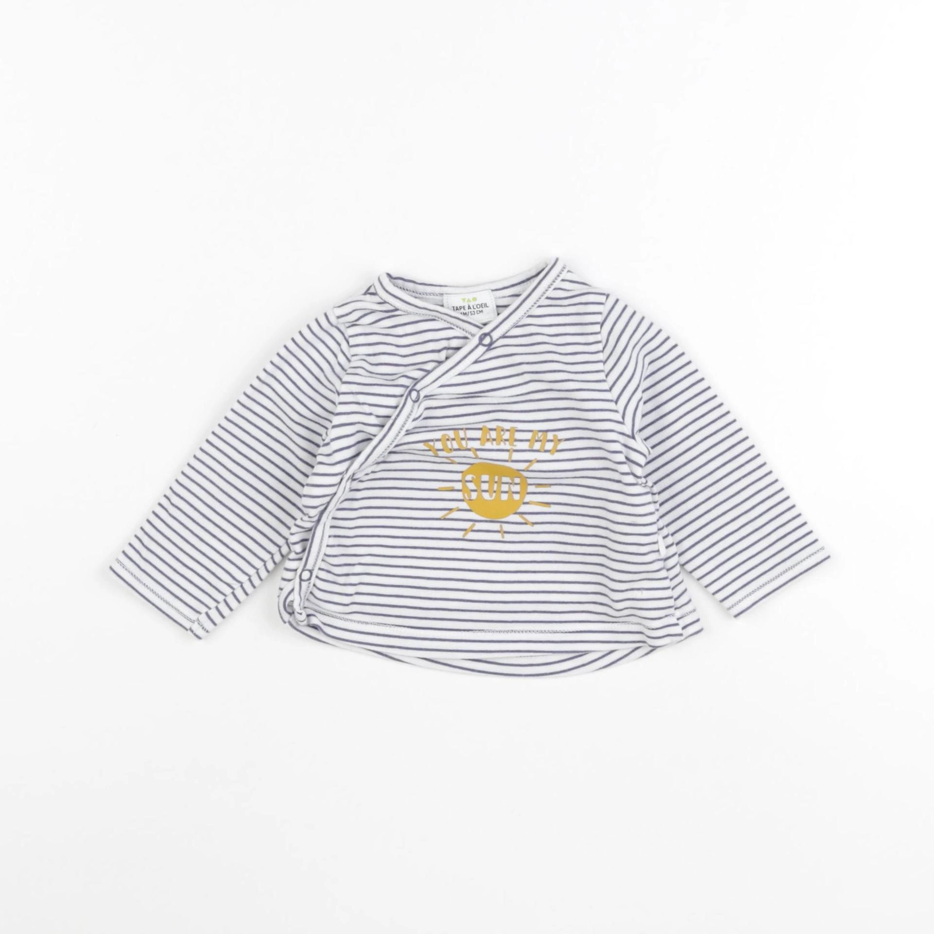 Tape à l'oeil - tee-shirt blanc, bleu - 1 mois