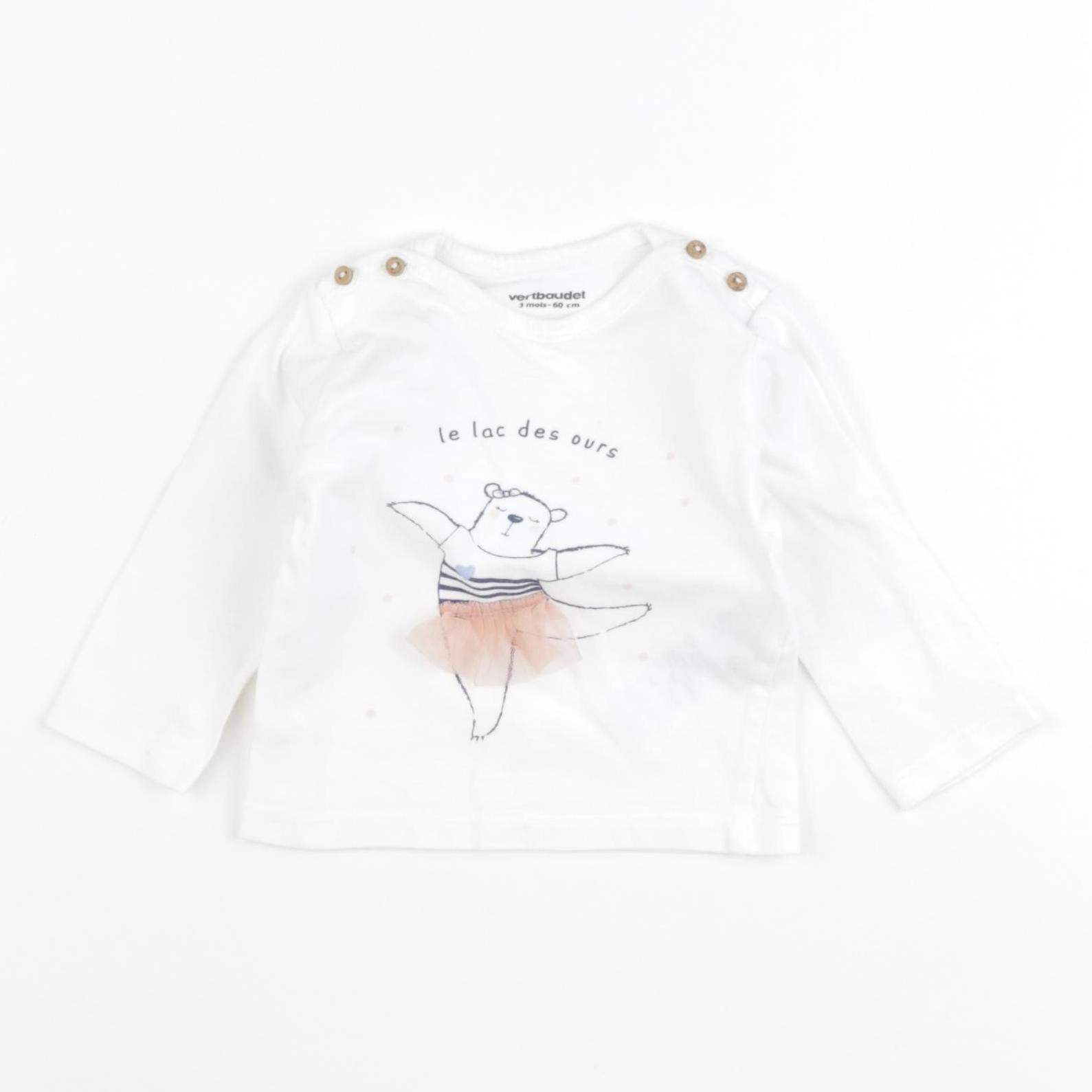 Vertbaudet - tee-shirt blanc - 3 mois