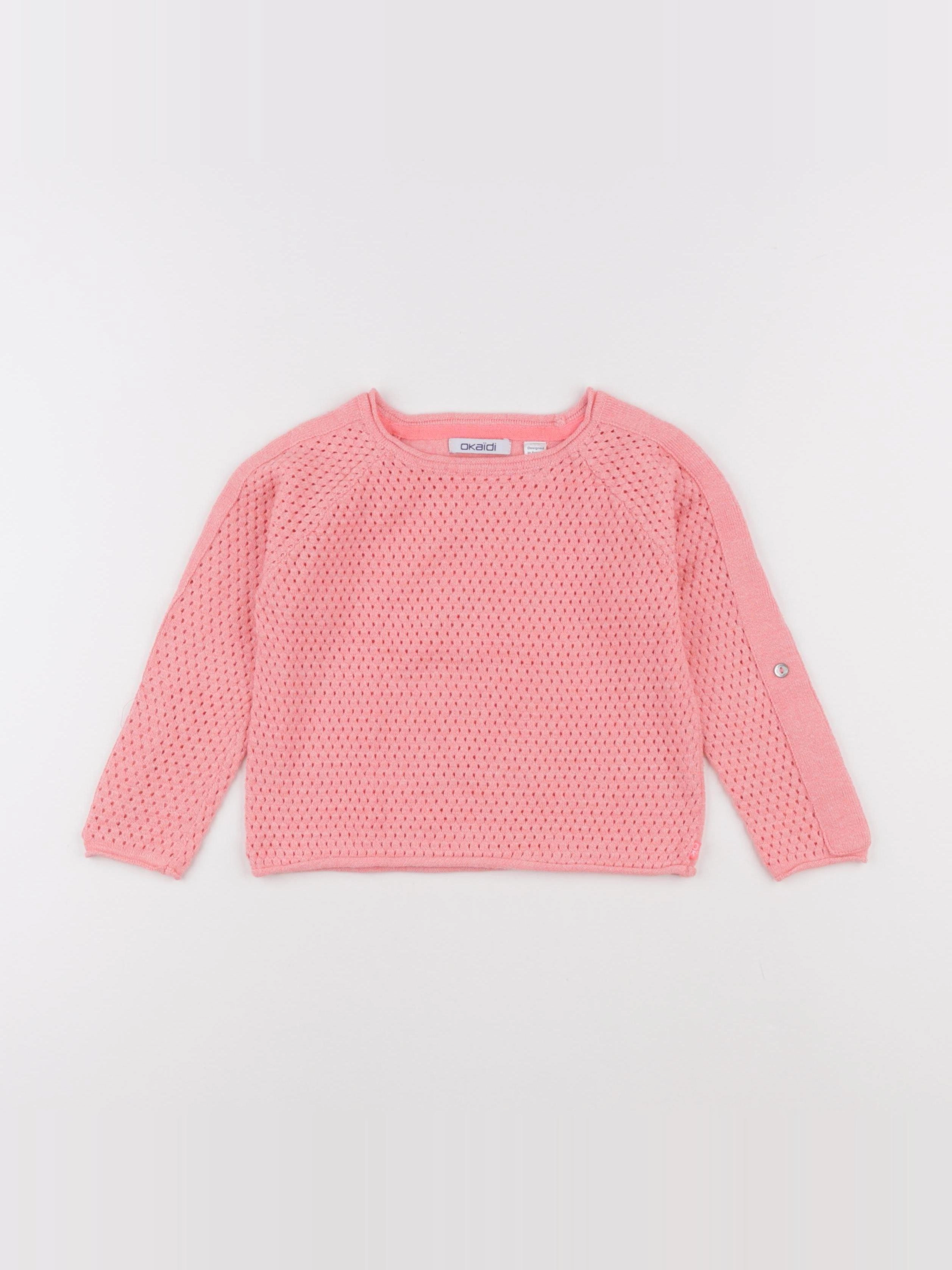 Okaidi - pull rose fluo - 3 ans