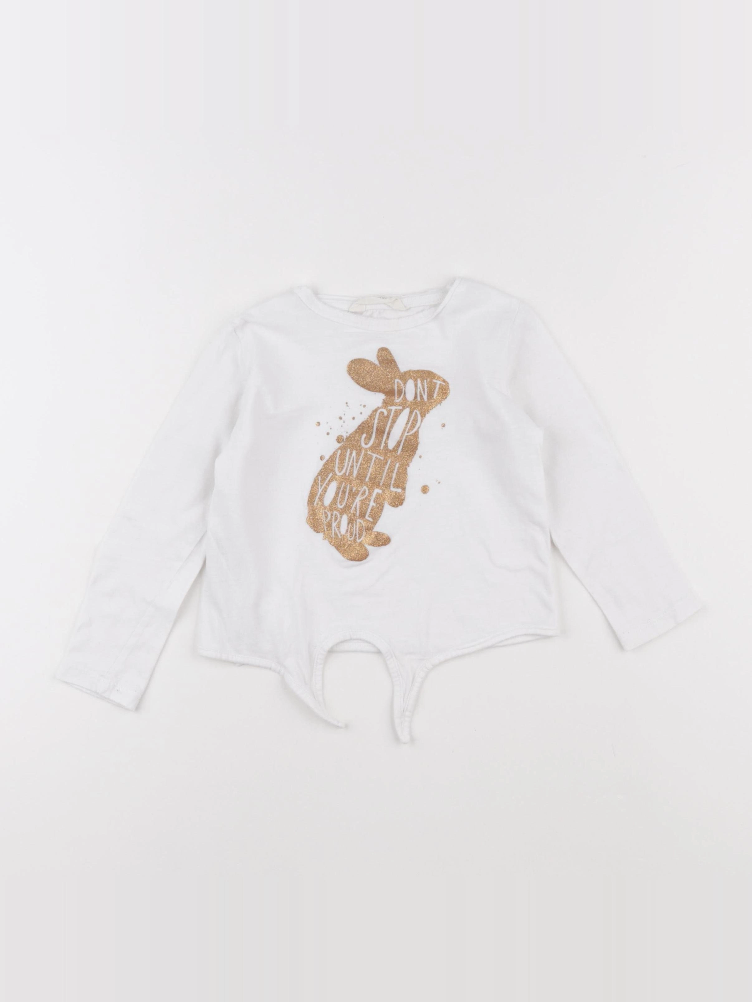 Mango - tee-shirt blanc, or - 4 ans