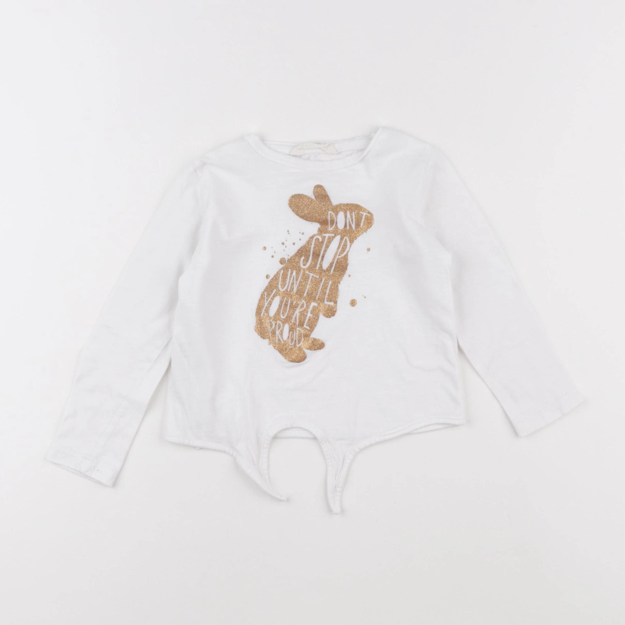 Mango - tee-shirt blanc, or - 4 ans