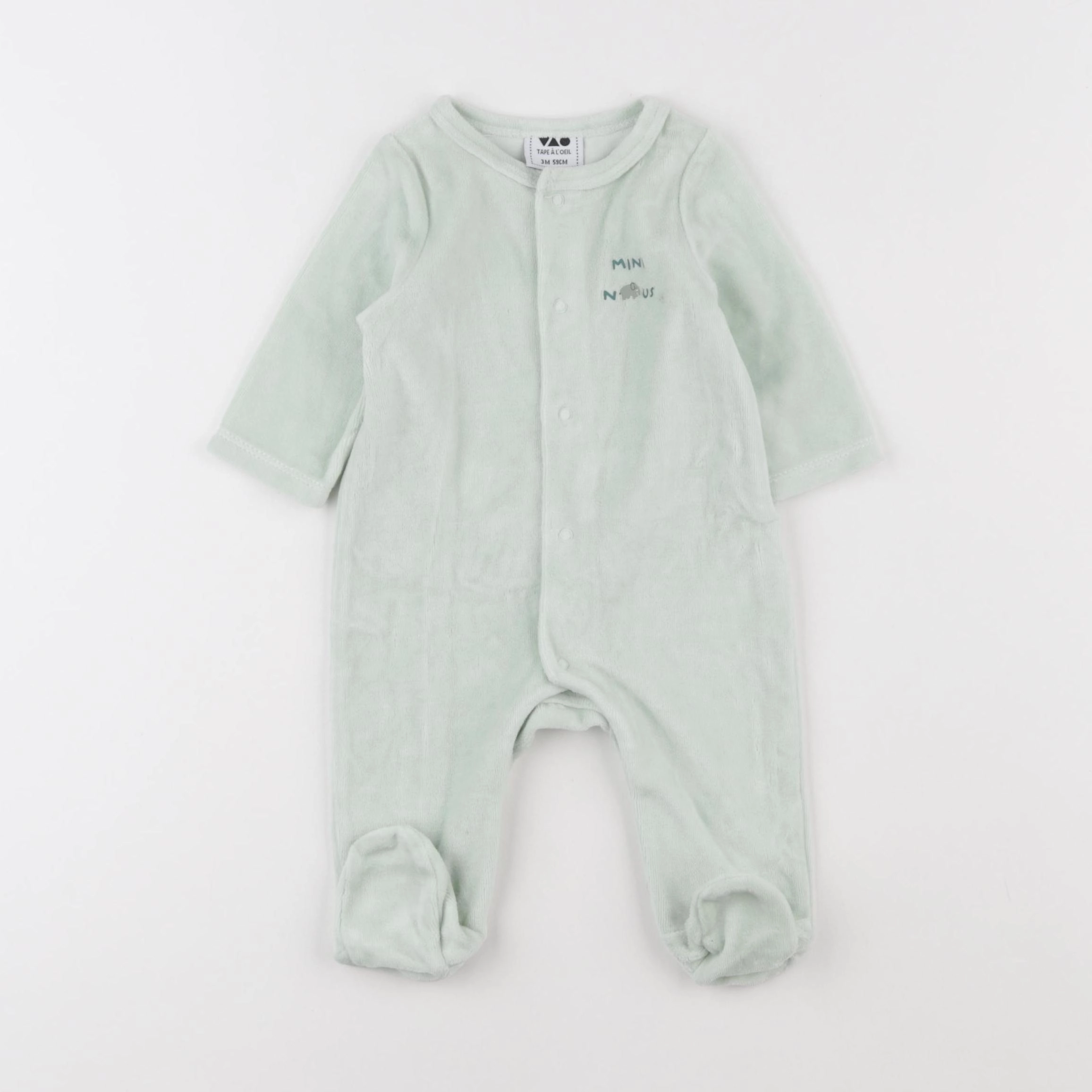 Tape à l'oeil - pyjama velours vert - 3 mois