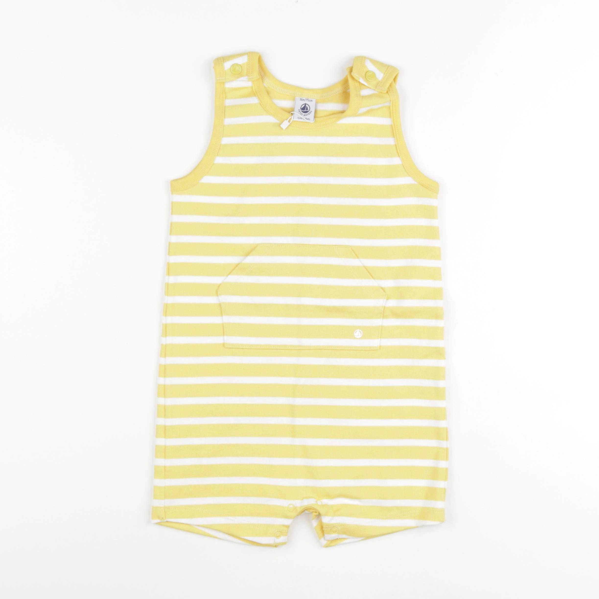 Petit Bateau - combinaison jaune, blanc - 24 mois