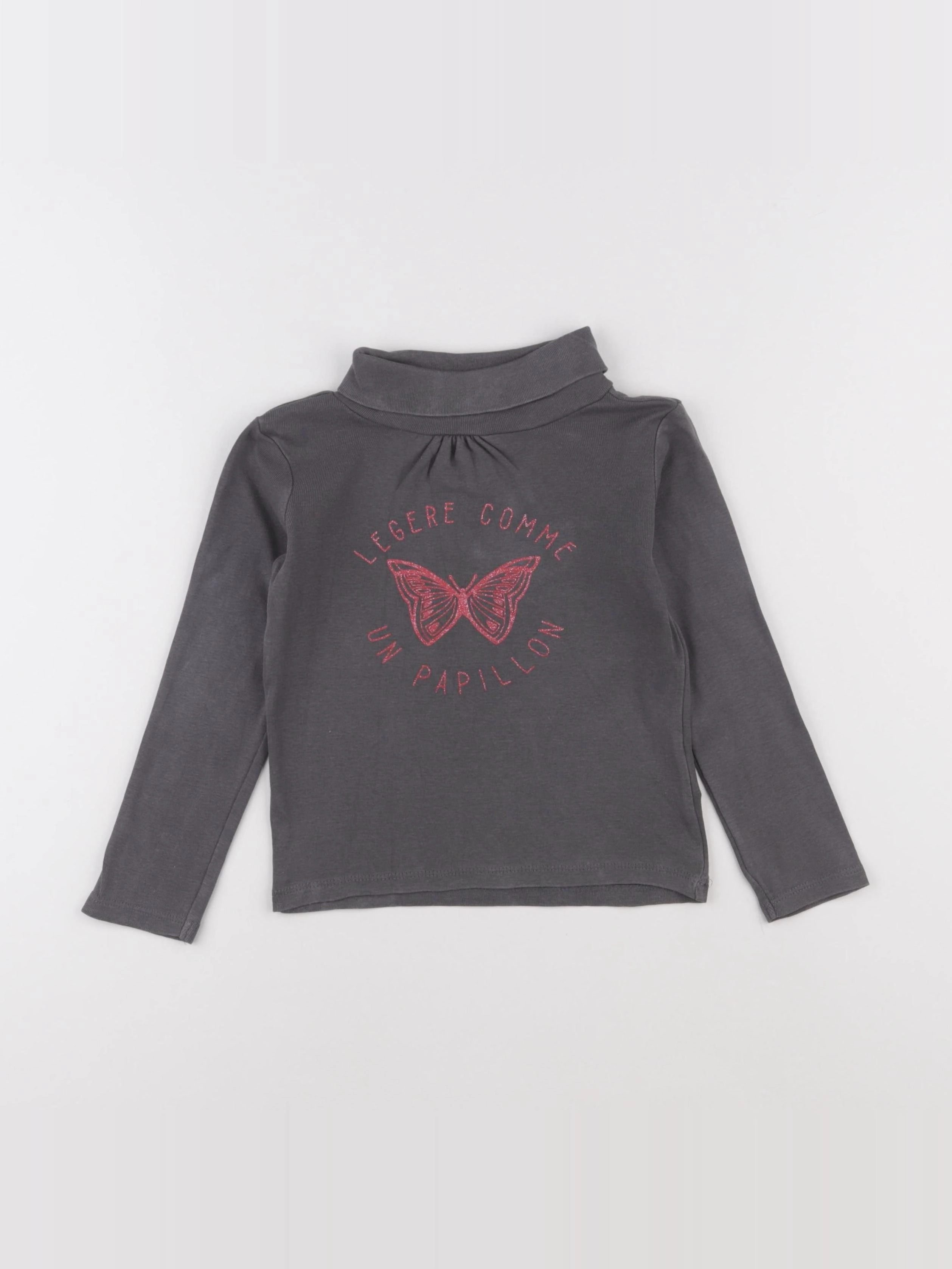 Vertbaudet - sous-pull gris, rose - 5 ans