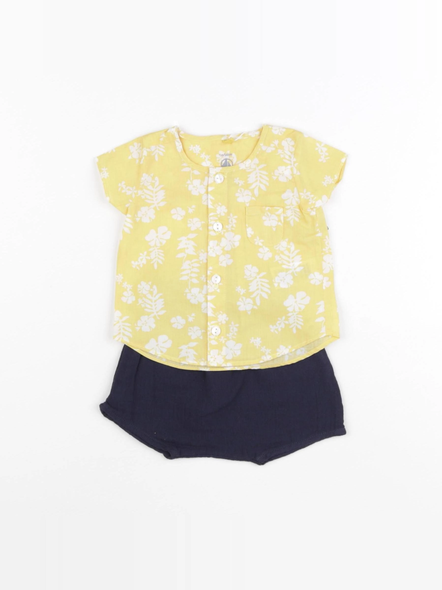 Petit Bateau - ensemble jaune, bleu - 3 mois