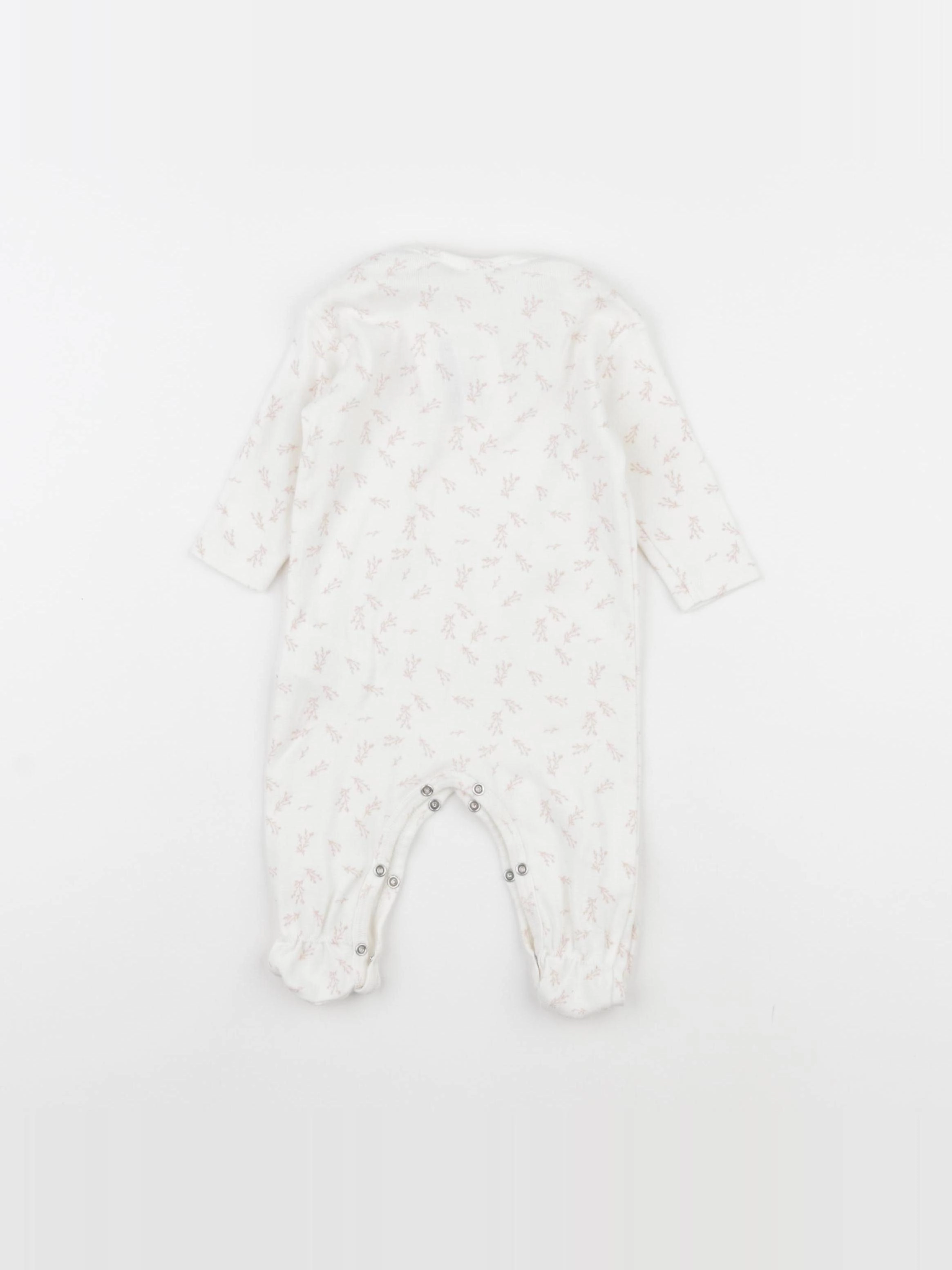 Bonpoint - pyjama coton blanc, rose - 1 mois