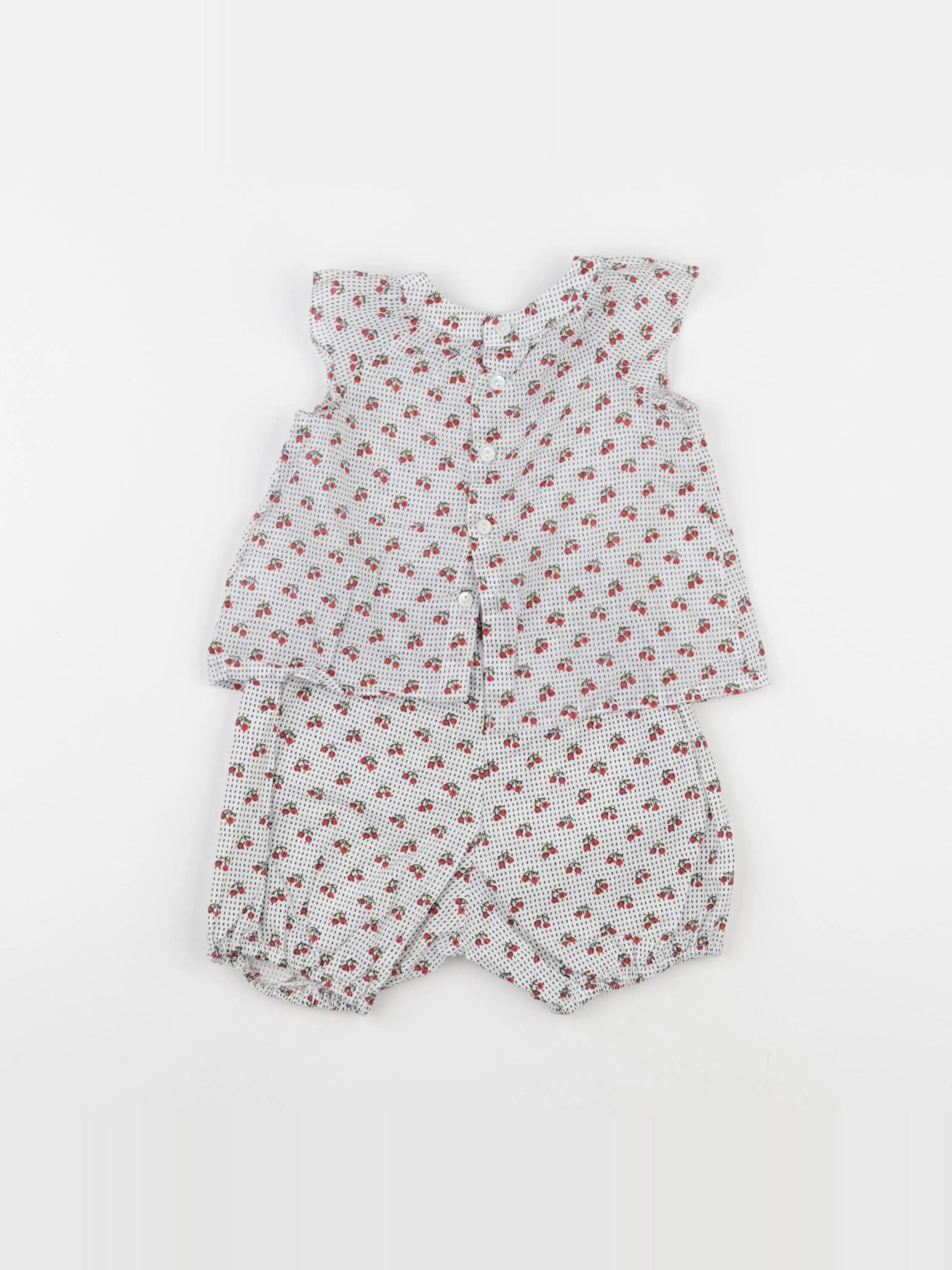 Bonpoint - ensemble blanc, rouge - 6 mois