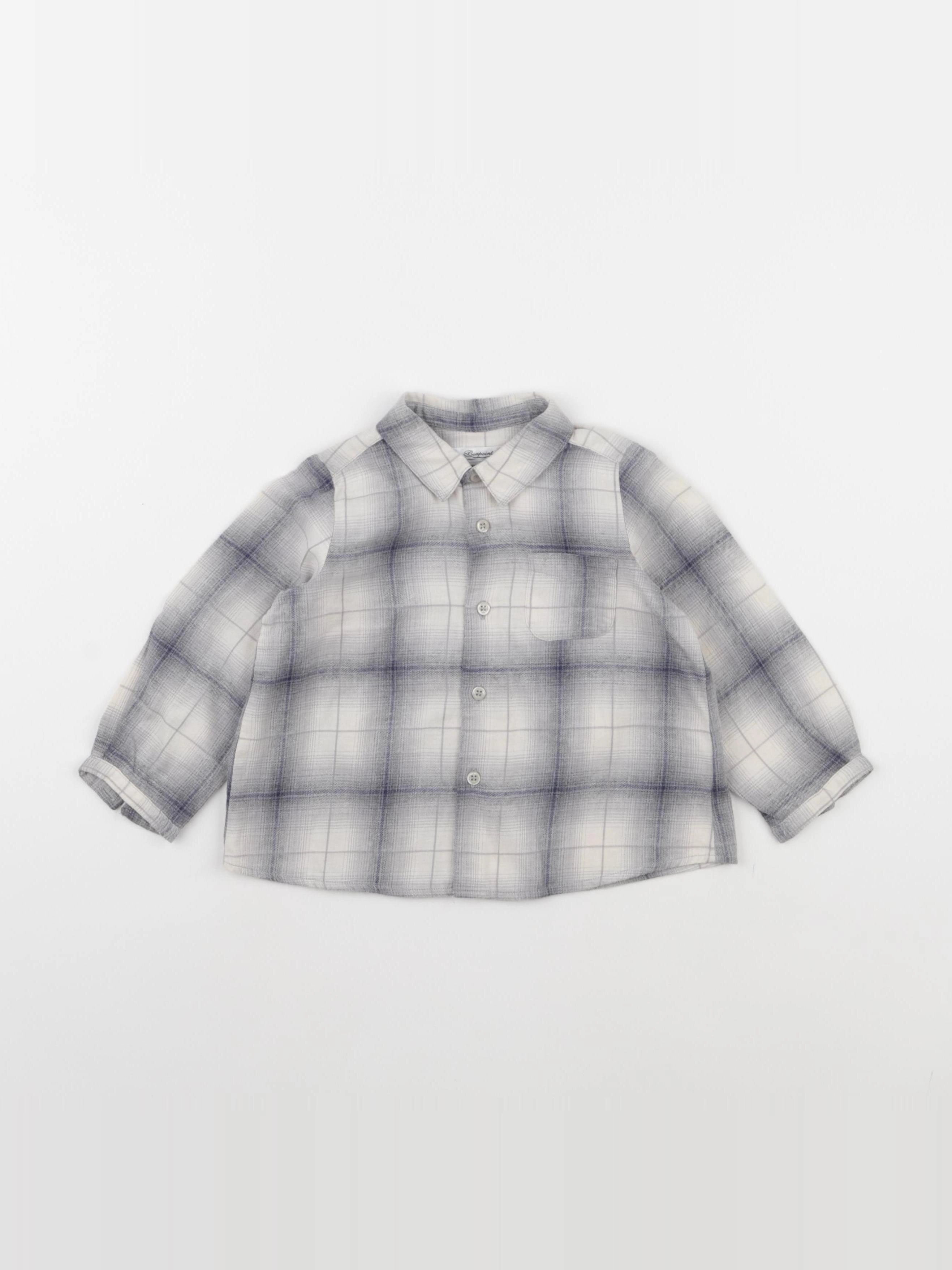 Bonpoint - chemise bleu, gris - 18 mois