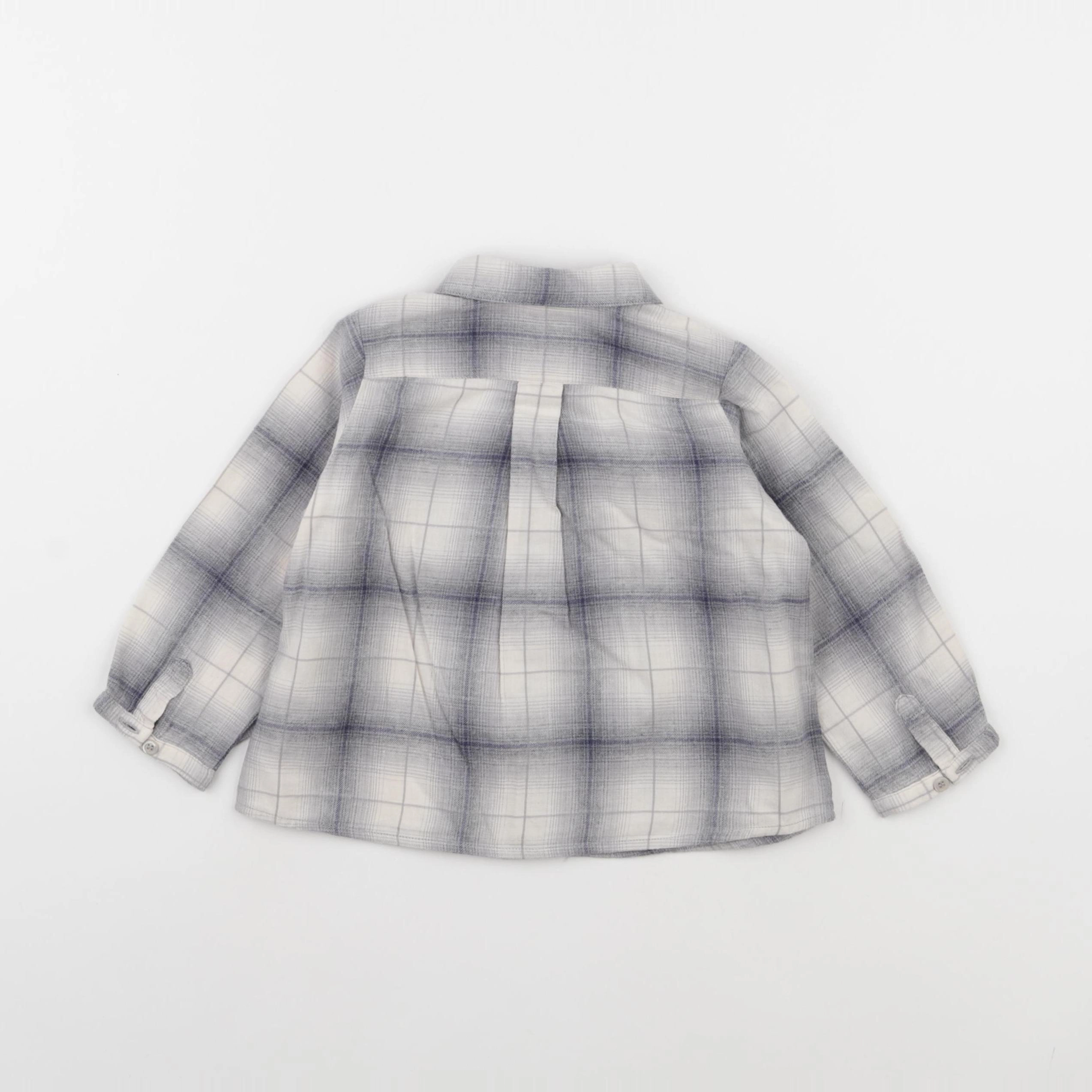 Bonpoint - chemise bleu, gris - 18 mois