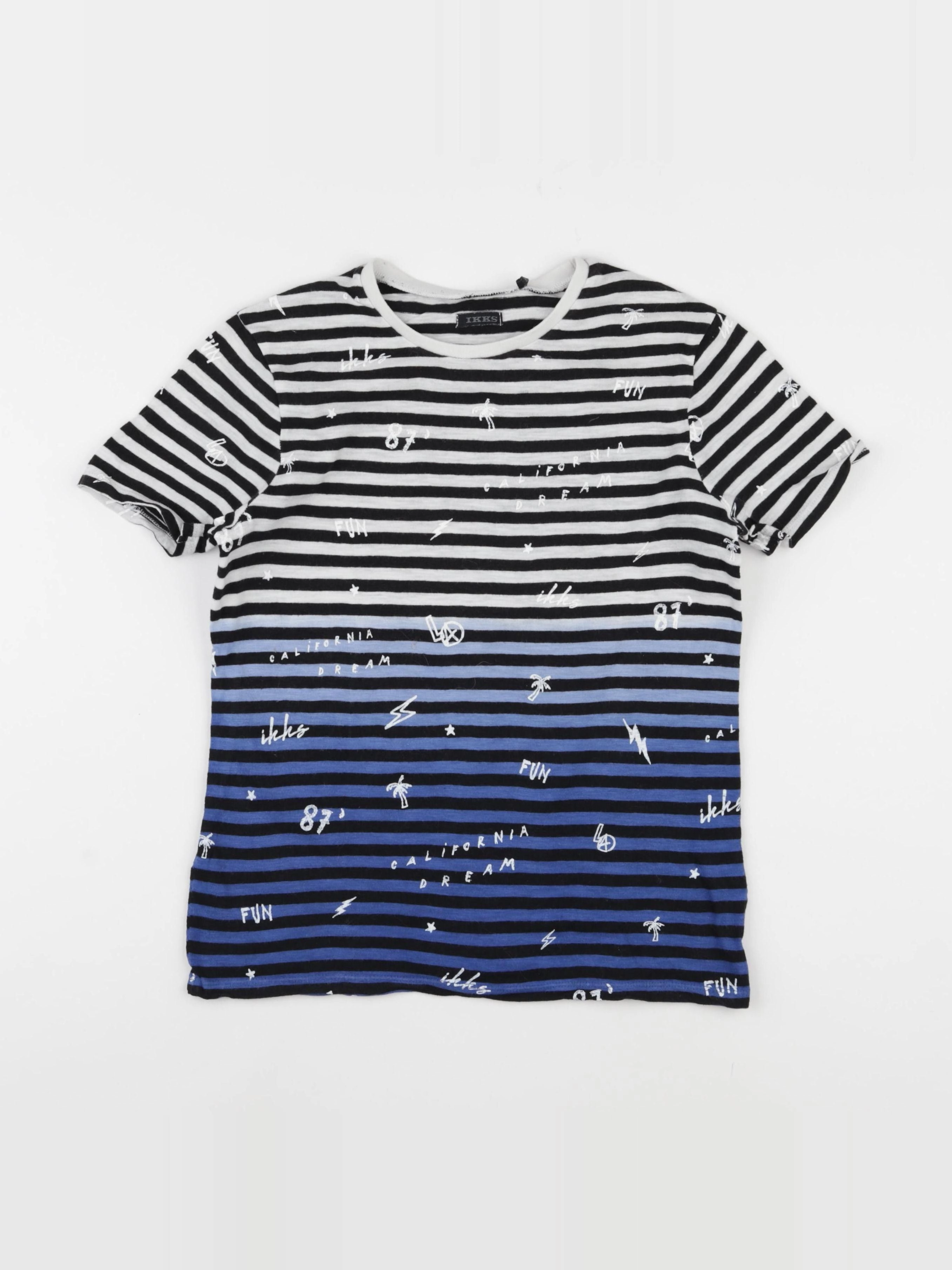 IKKS - tee-shirt bleu, blanc - 10 ans
