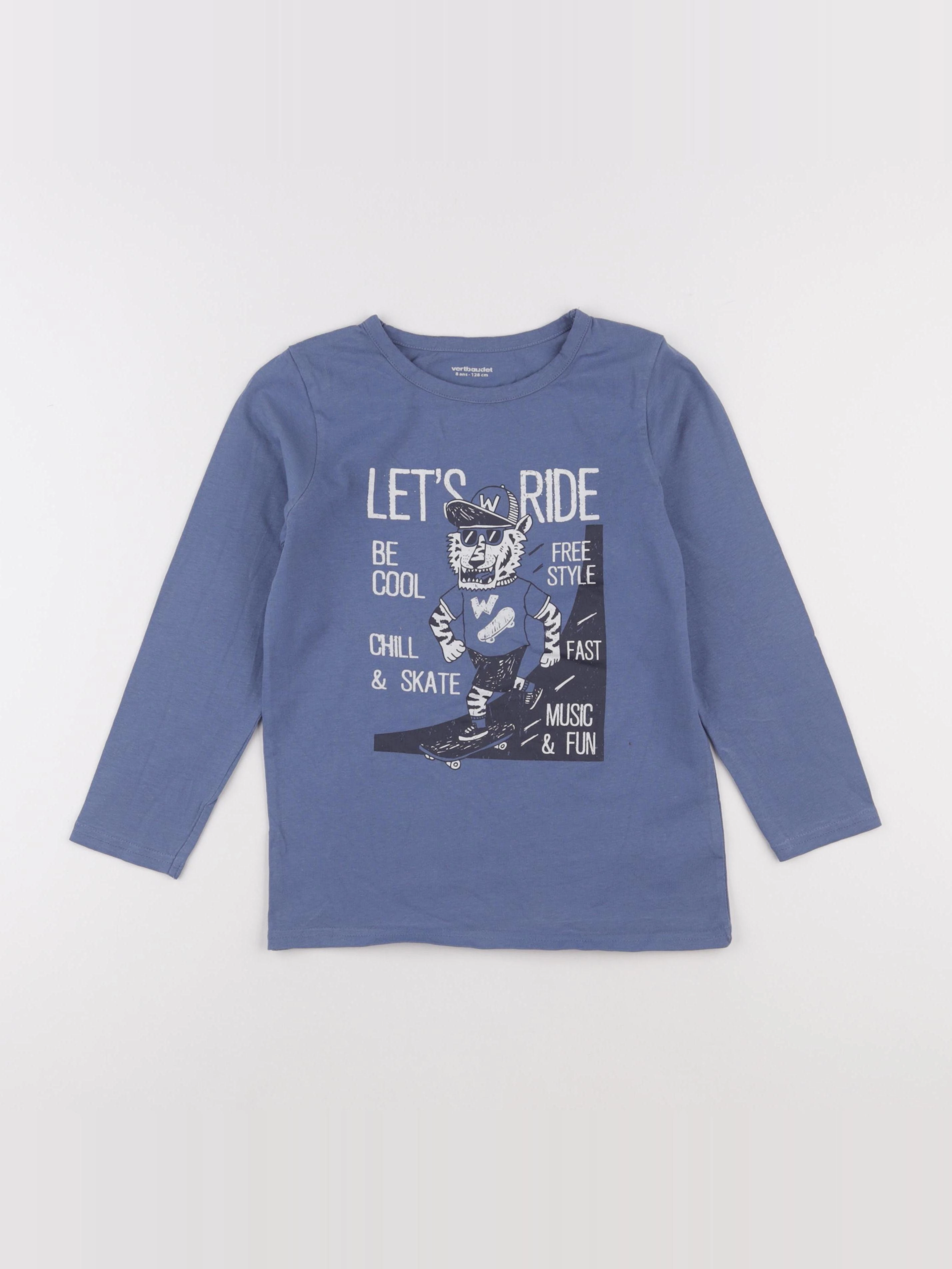 Vertbaudet - tee-shirt bleu - 8 ans