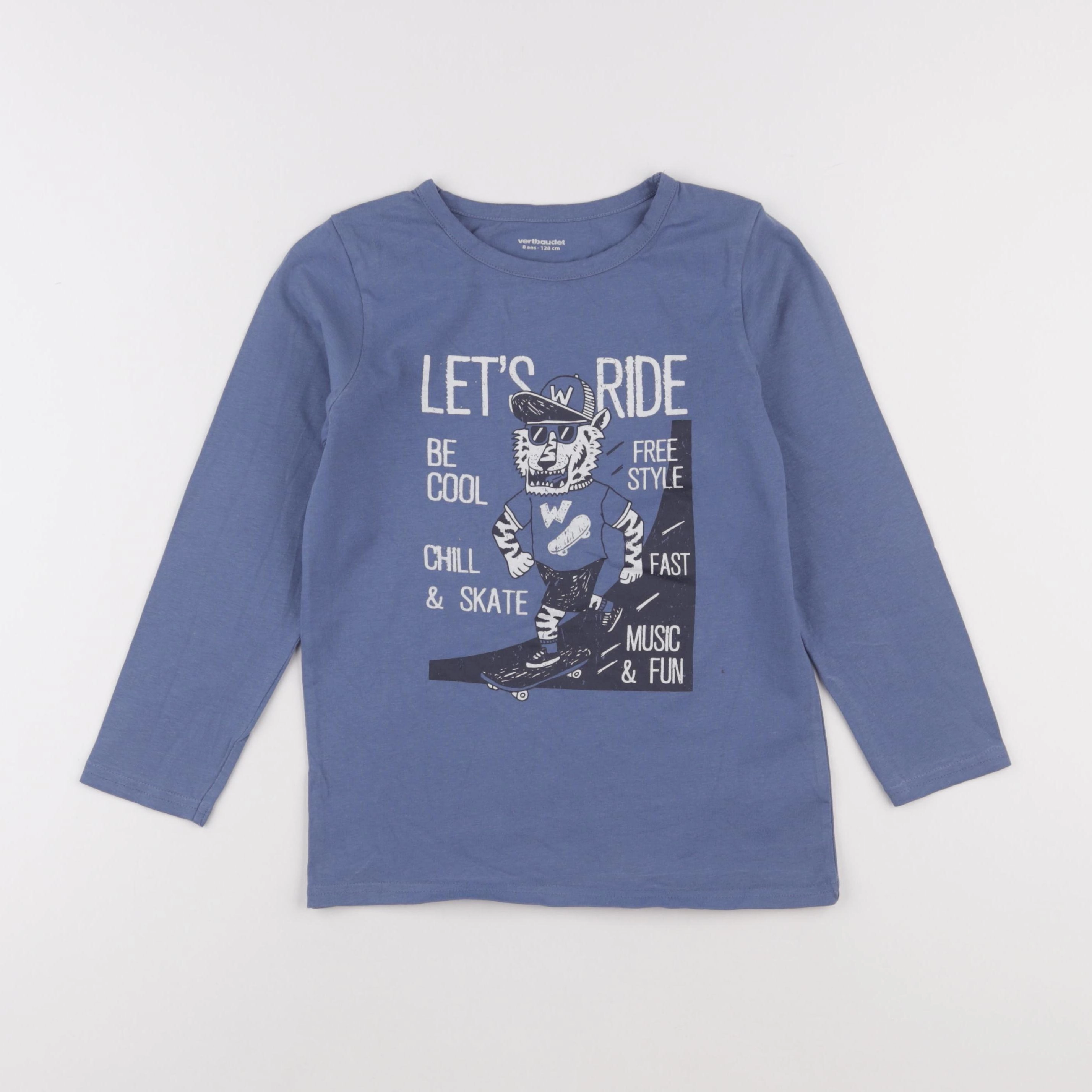 Vertbaudet - tee-shirt bleu - 8 ans