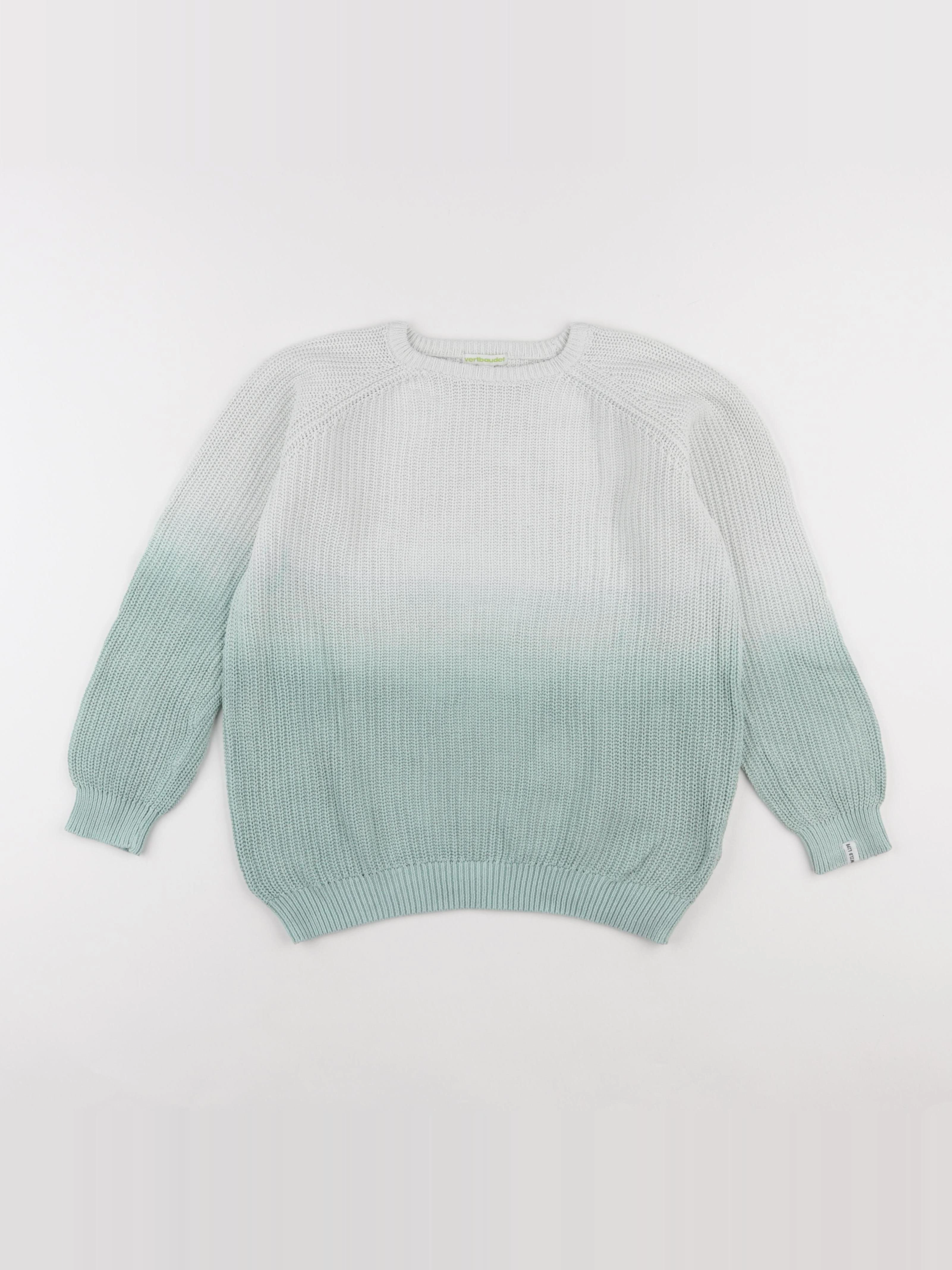 Vertbaudet - pull vert, blanc - 10 ans