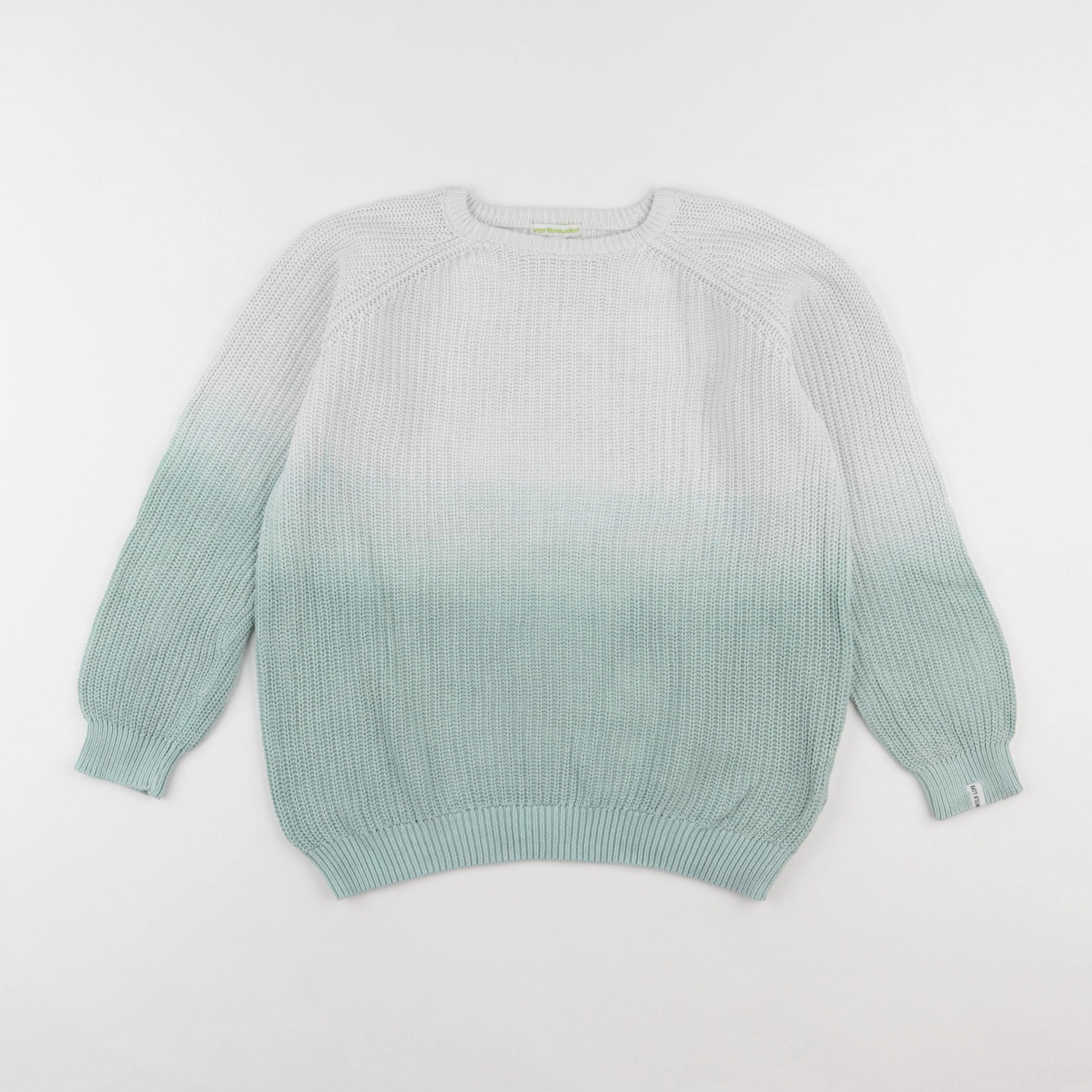Vertbaudet - pull vert, blanc - 10 ans