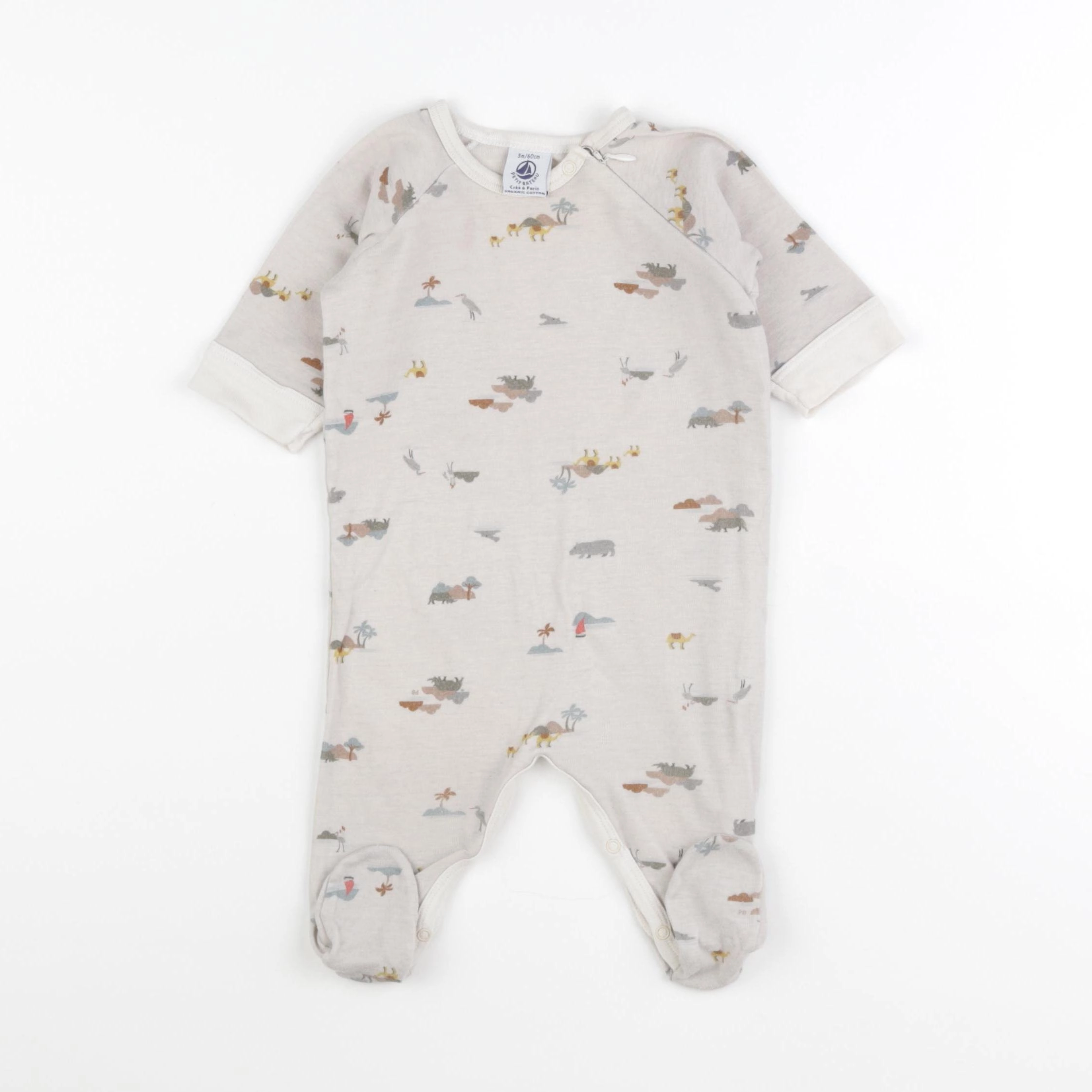Petit Bateau - pyjama coton gris - 3 mois