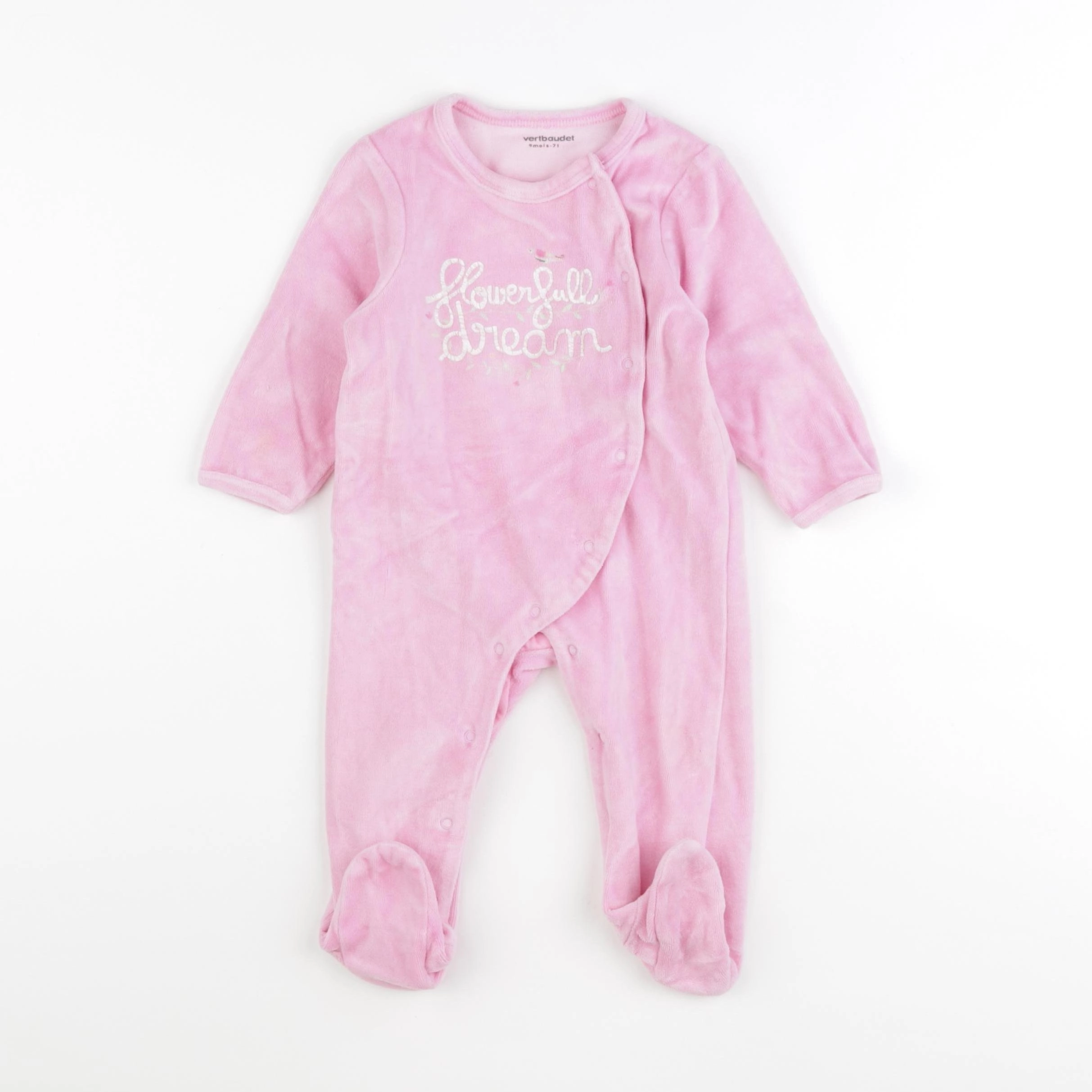 Vertbaudet - pyjama velours rose - 9 mois