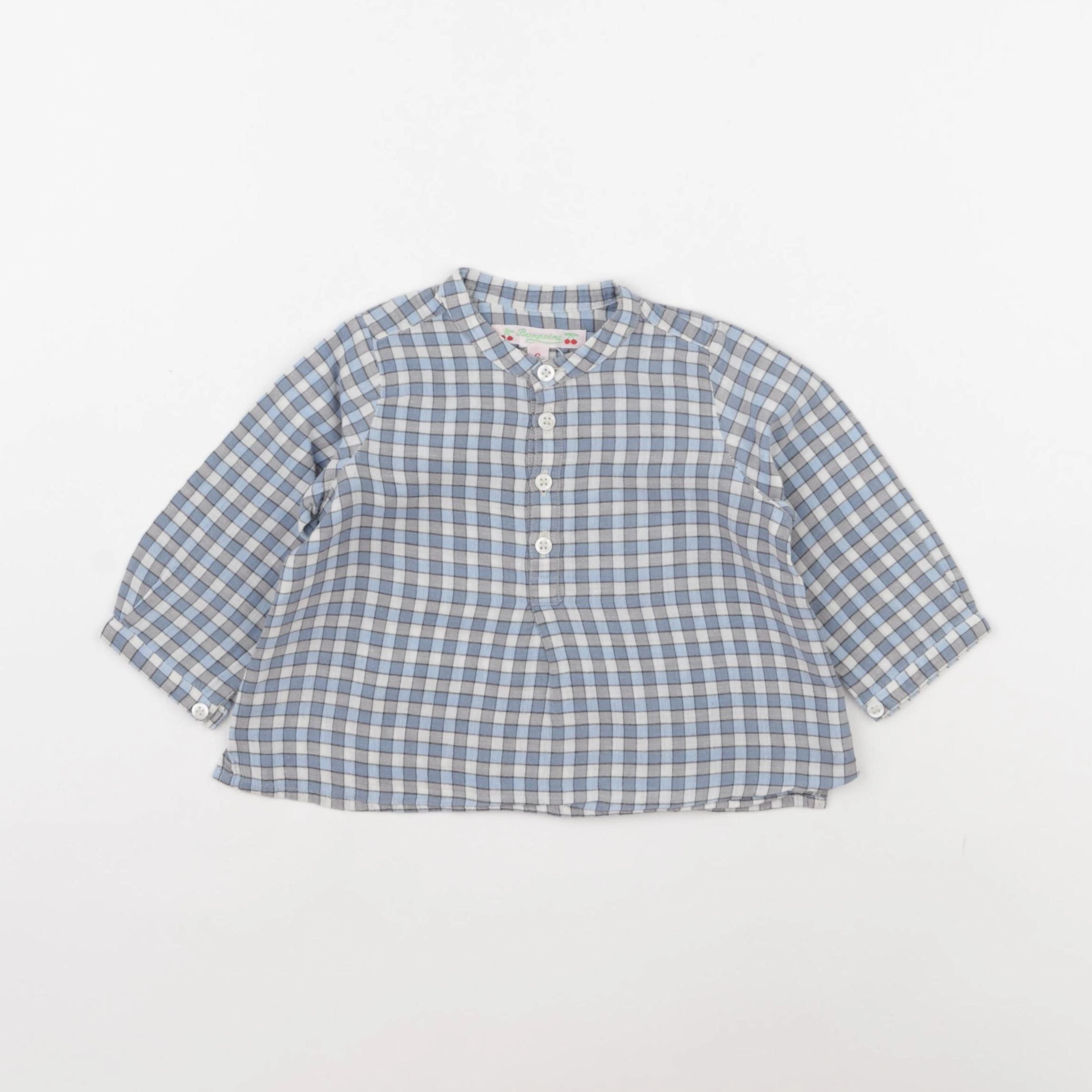 Bonpoint - blouse gris, bleu - 6 mois